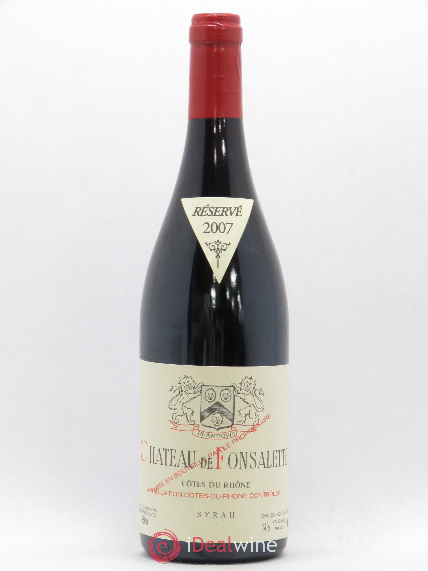 Côtes-du-Rhône Cuvée Syrah Château de Fonsalette 2007 - Lot de 1 bouteille - 0