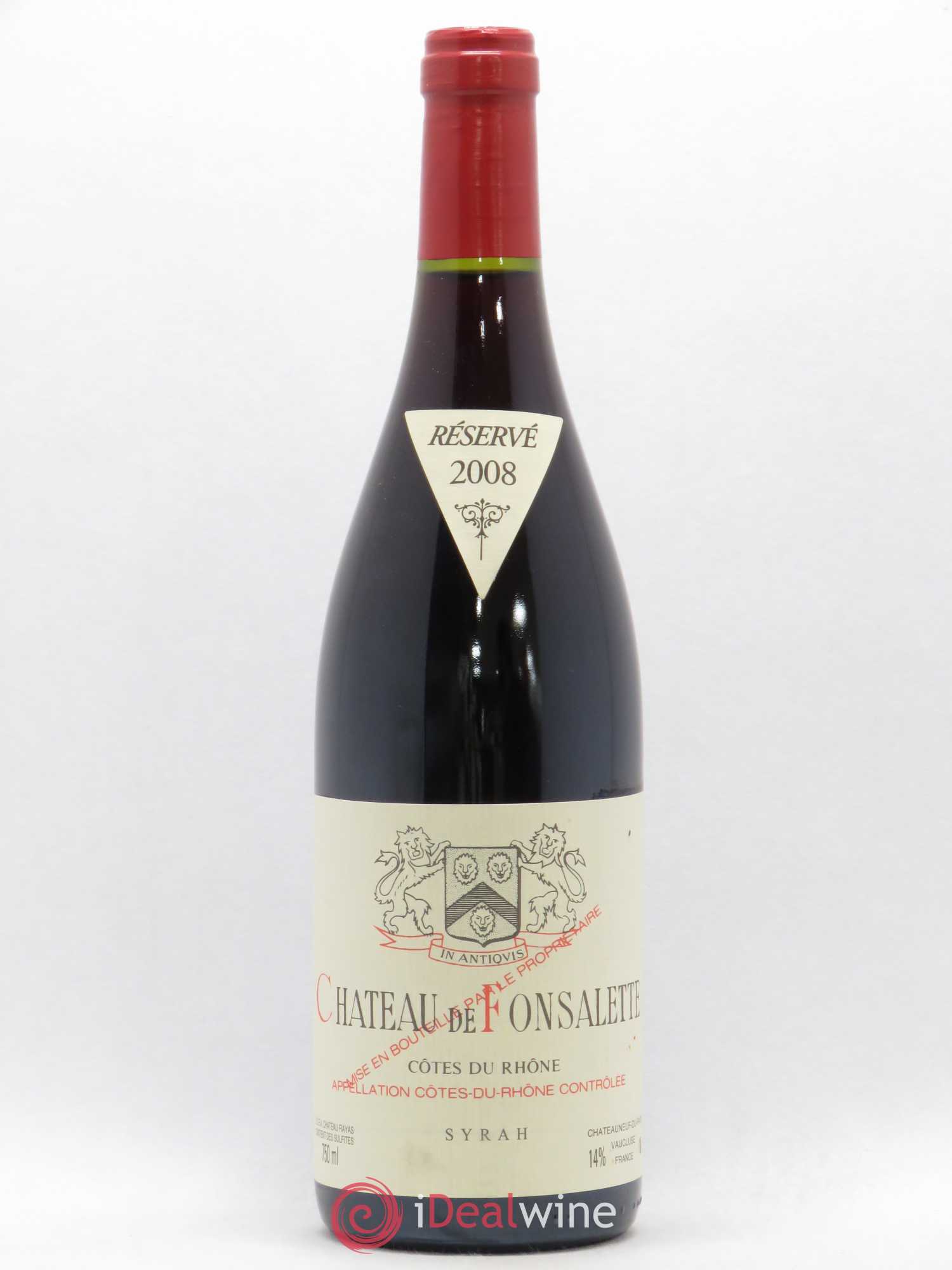 Côtes-du-Rhône Cuvée Syrah Château de Fonsalette 2008 - Lot de 1 bouteille - 0