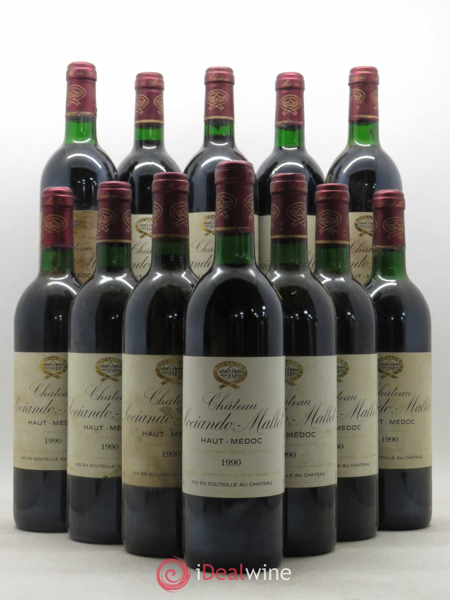 Château Sociando Mallet 1990 - Lot de 12 bouteilles - 0