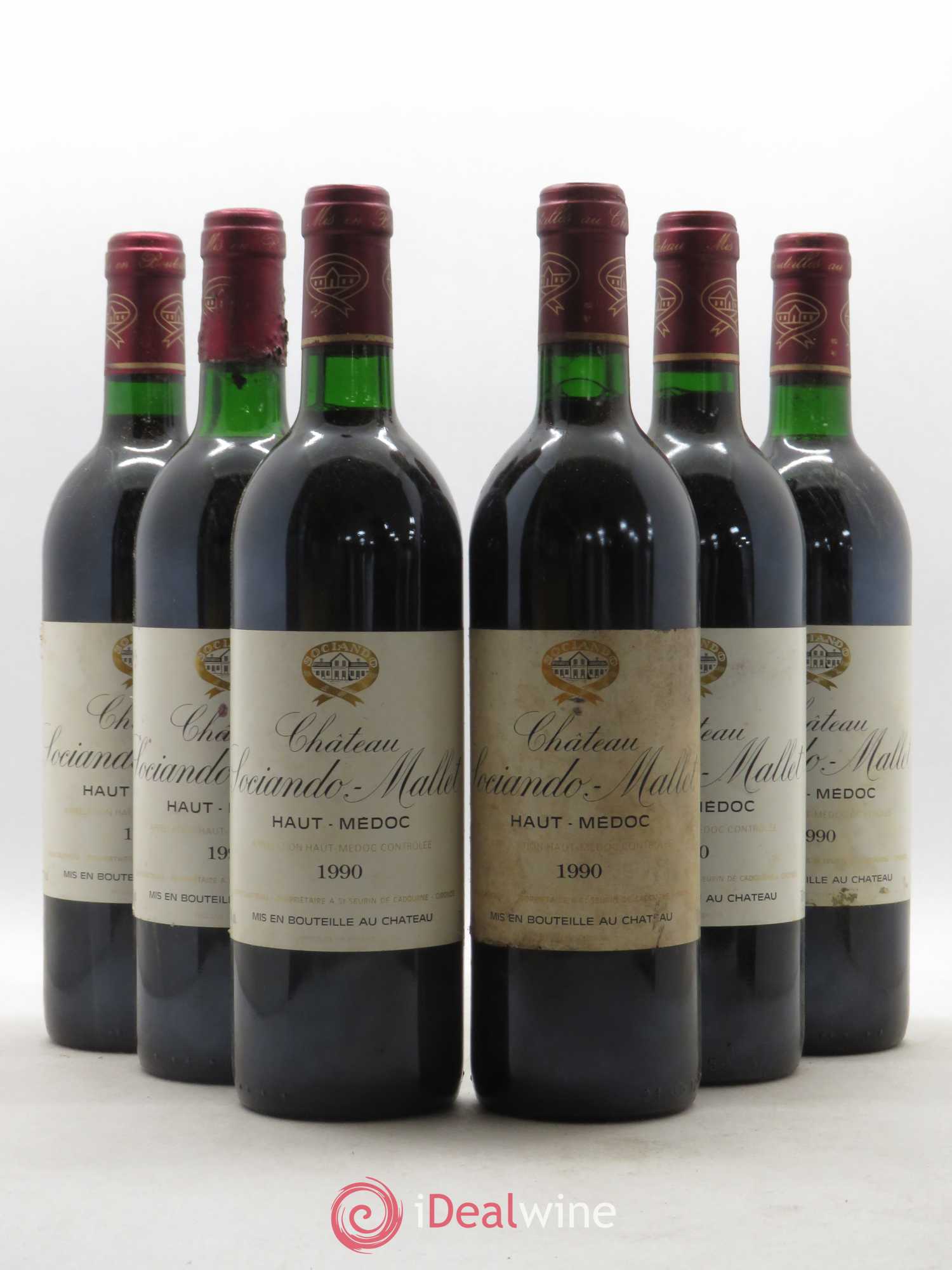 Château Sociando Mallet 1990 - Lot de 6 bouteilles - 0
