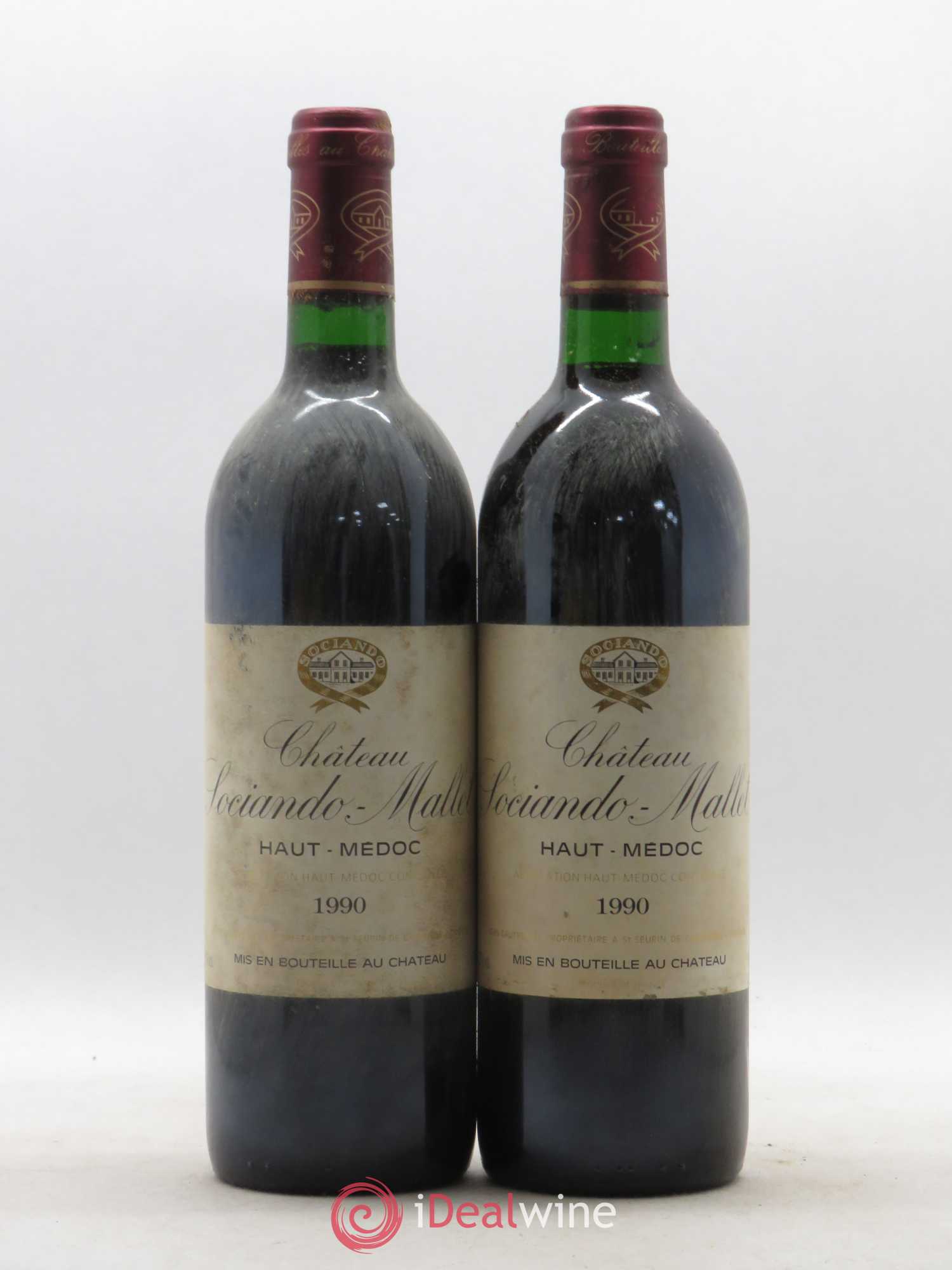 Château Sociando Mallet 1990 - Lot de 2 bouteilles - 0