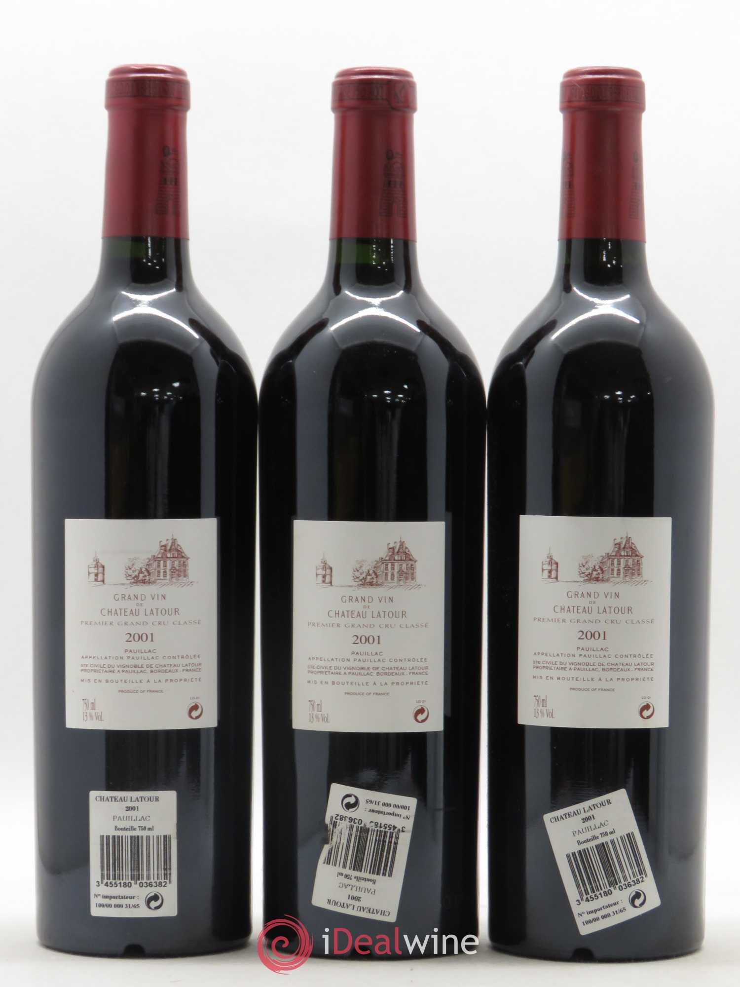 Château Latour 1er Grand Cru Classé 2001 - Lot de 3 bouteilles - 1