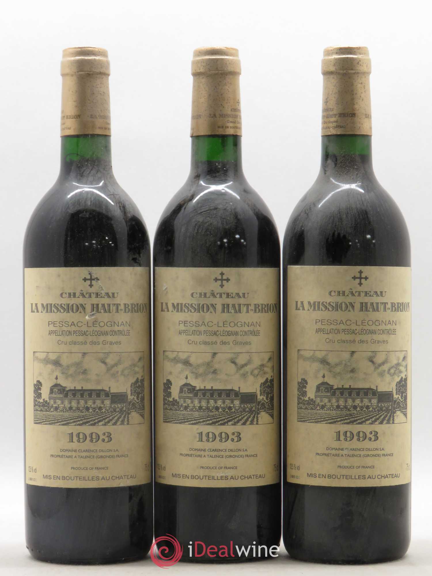 Château la Mission Haut-Brion Cru Classé de Graves 1993 - Lot de 3 bouteilles - 0