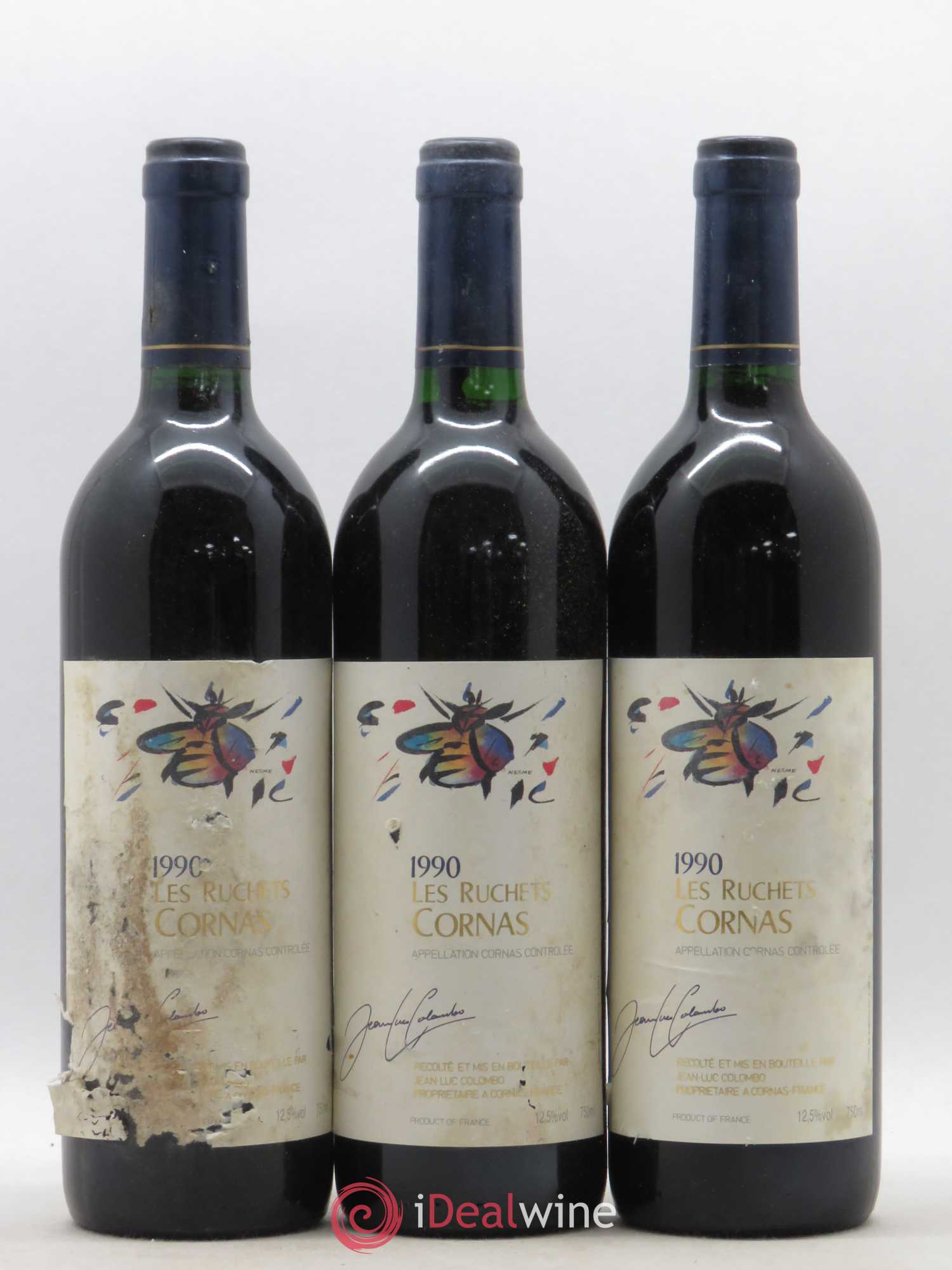 Cornas les Ruchets Jean-Luc Colombo 1990 - Lot of 3 bottles - 0