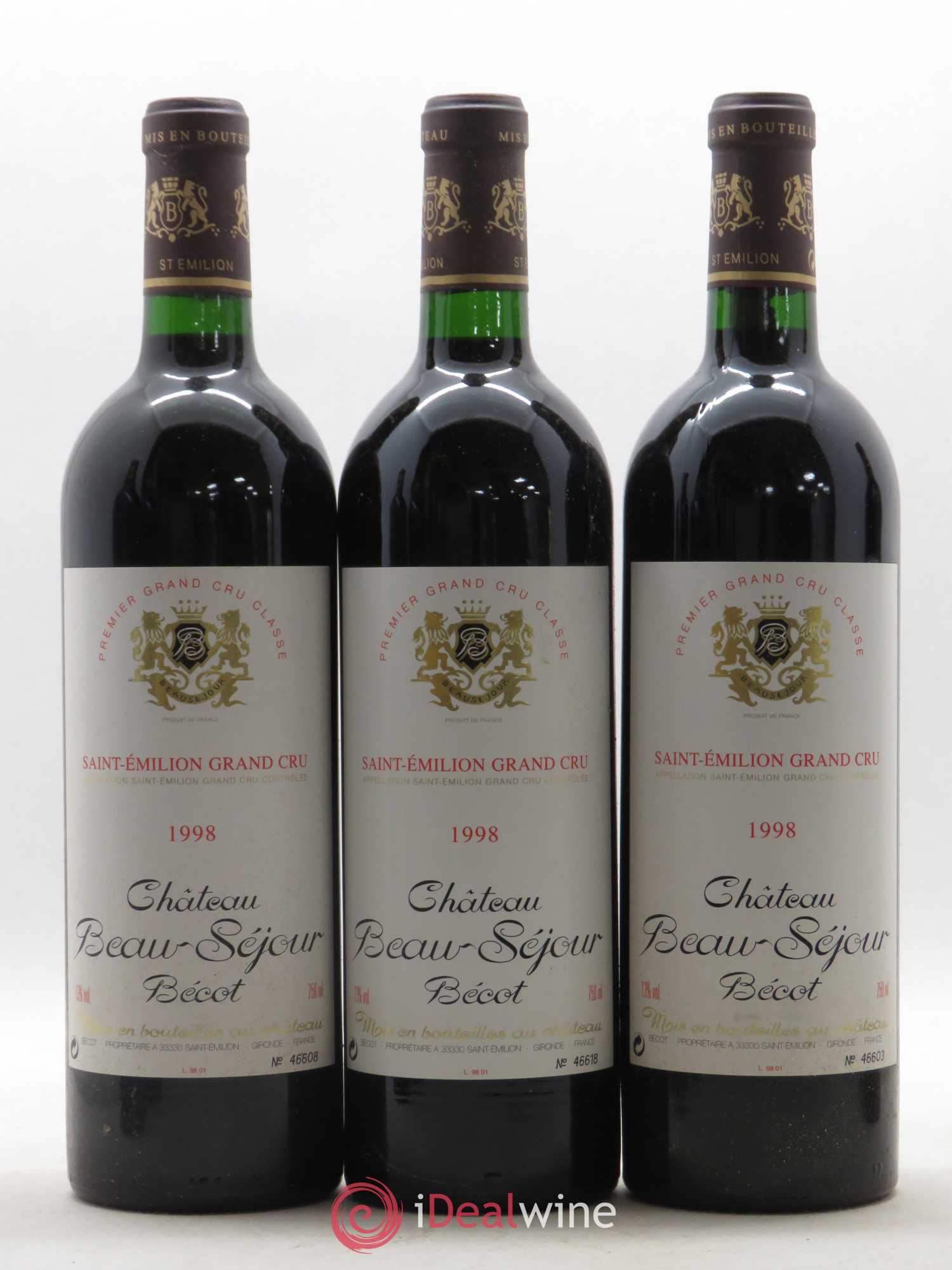 Château Beau-Séjour Bécot 1er Grand Cru Classé B 1998 - Lot de 12 bouteilles - 3