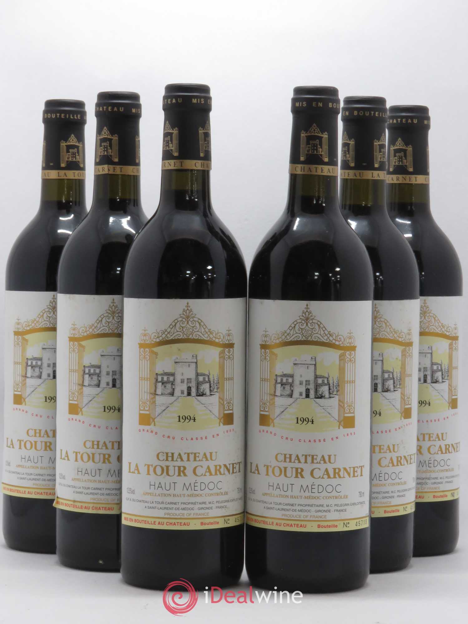 Château la Tour Carnet 4ème Grand Cru Classé 1994 - Lot de 6 bouteilles - 0