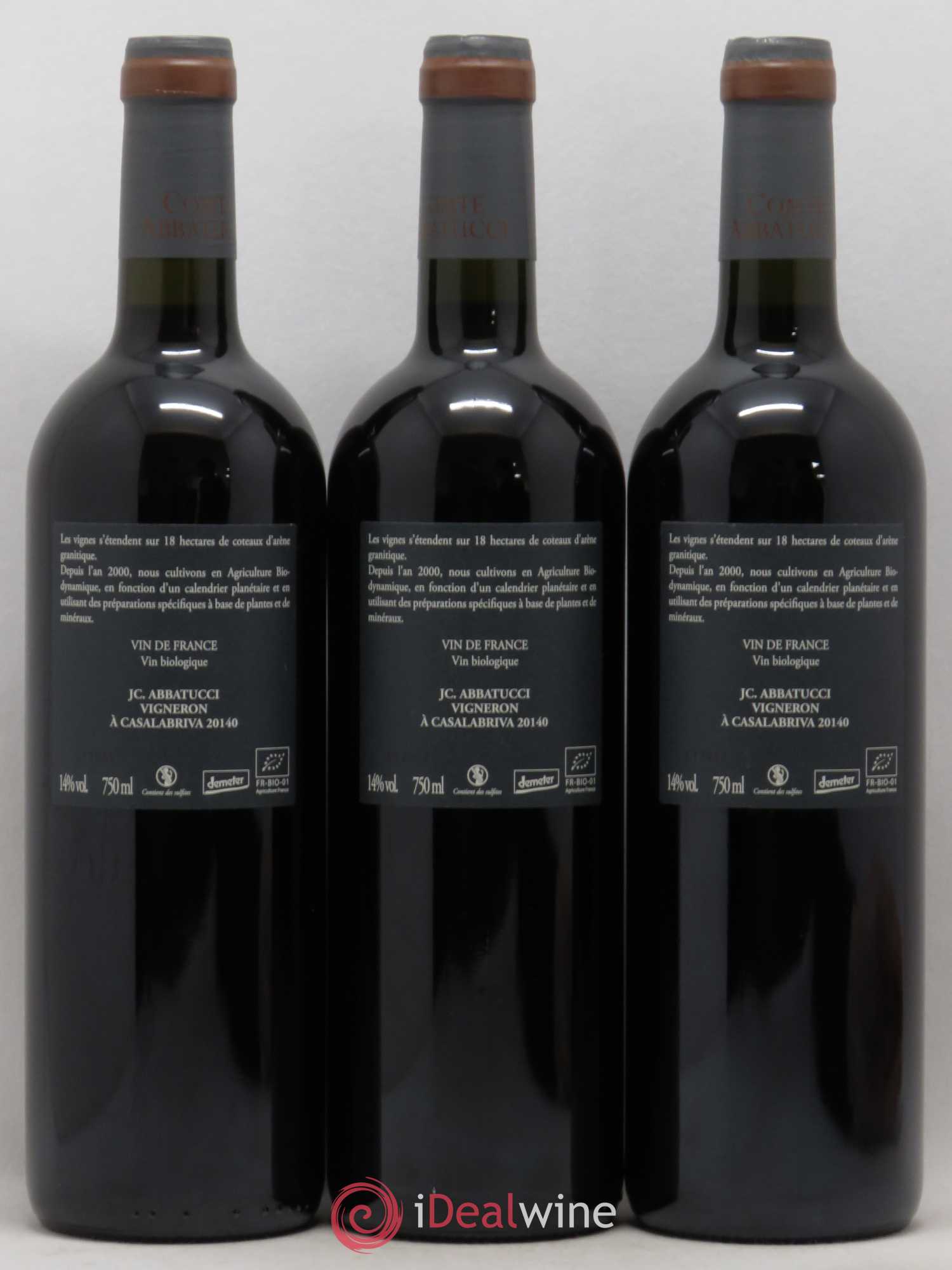 Vin de France Faustine Vieilles Vignes Comte Abbatucci (Domaine)  (sans prix de réserve) 2017 - Lot de 3 bouteilles - 1