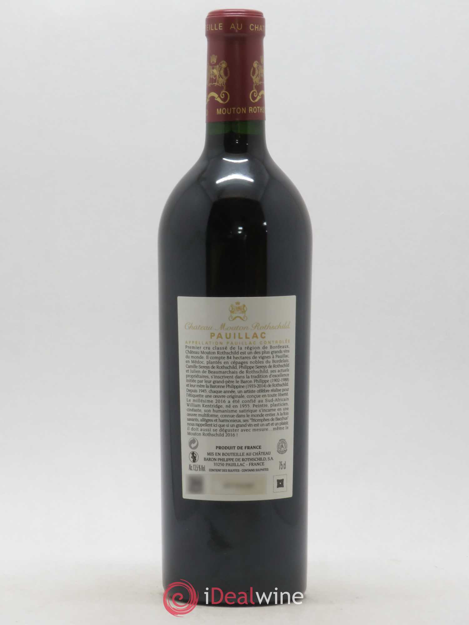 Château Mouton Rothschild 1er Grand Cru Classé 2016 - Lot de 1 bouteille - 1