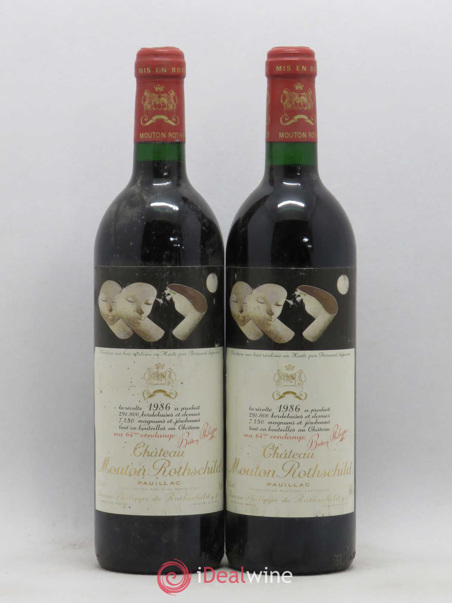 Château Mouton Rothschild 1er Grand Cru Classé 1986 - Lot de 2 bouteilles - 0