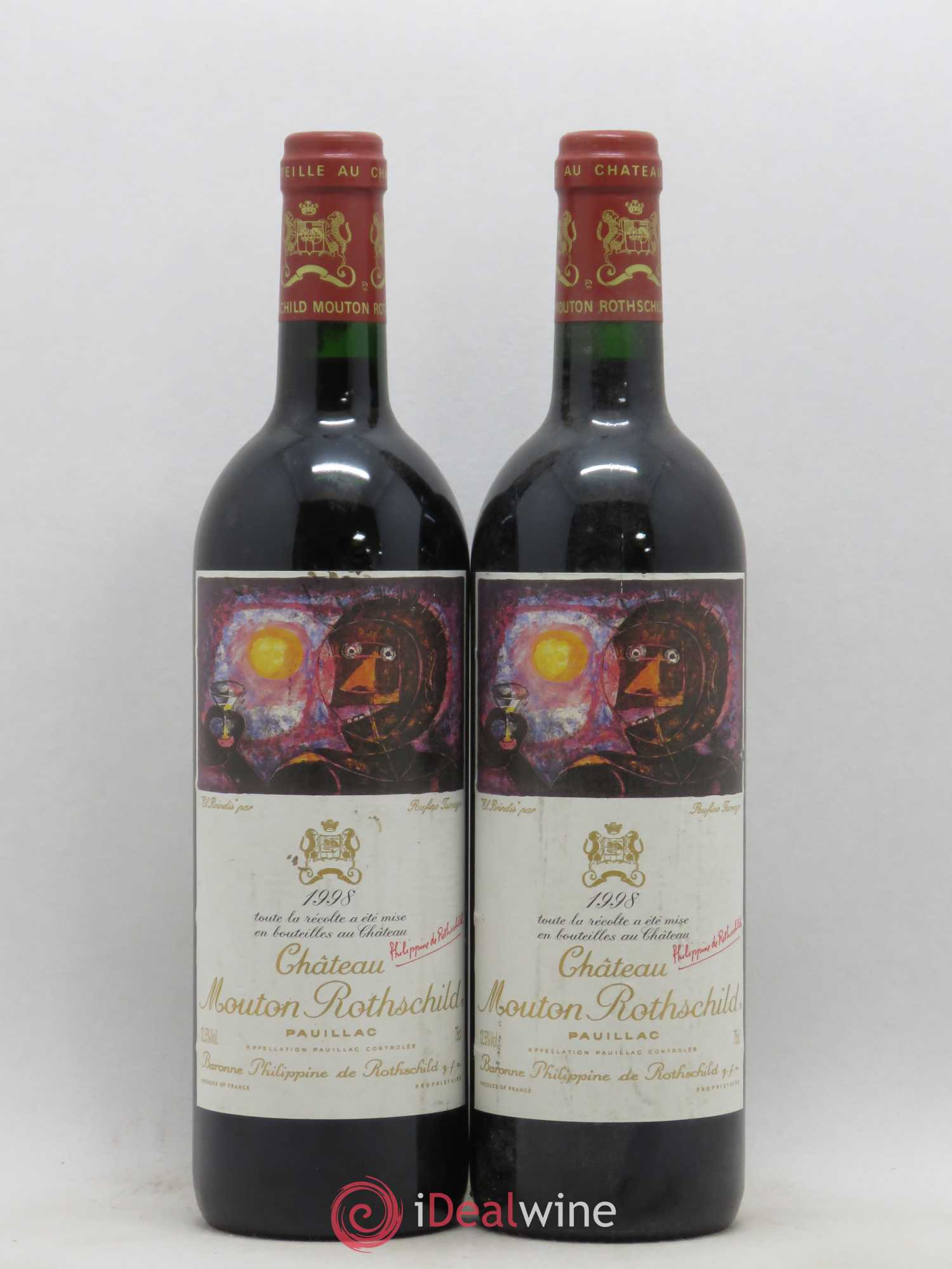 Château Mouton Rothschild 1er Grand Cru Classé 1998 - Lot de 2 bouteilles - 0