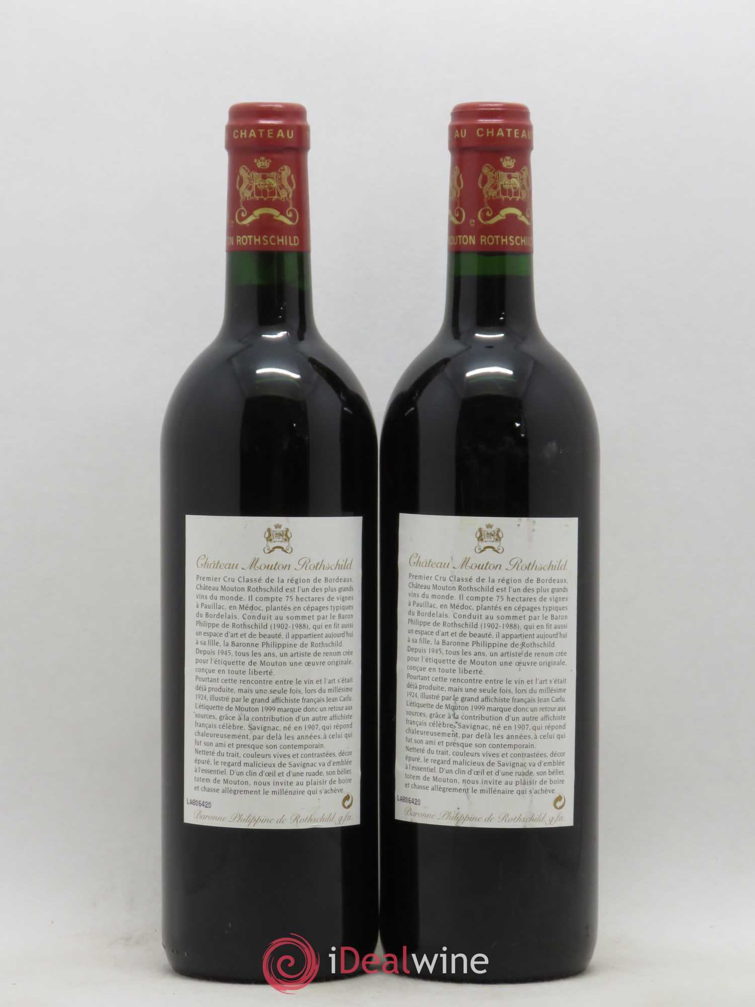 Château Mouton Rothschild 1er Grand Cru Classé 1999 - Lot de 2 bouteilles - 1