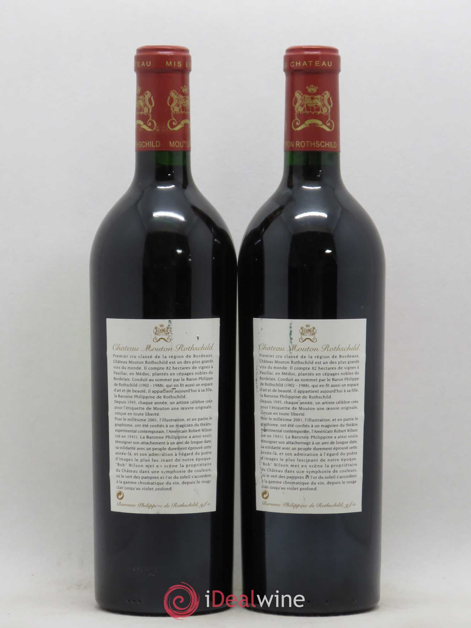 Château Mouton Rothschild 1er Grand Cru Classé 2001 - Lot de 2 bouteilles - 1