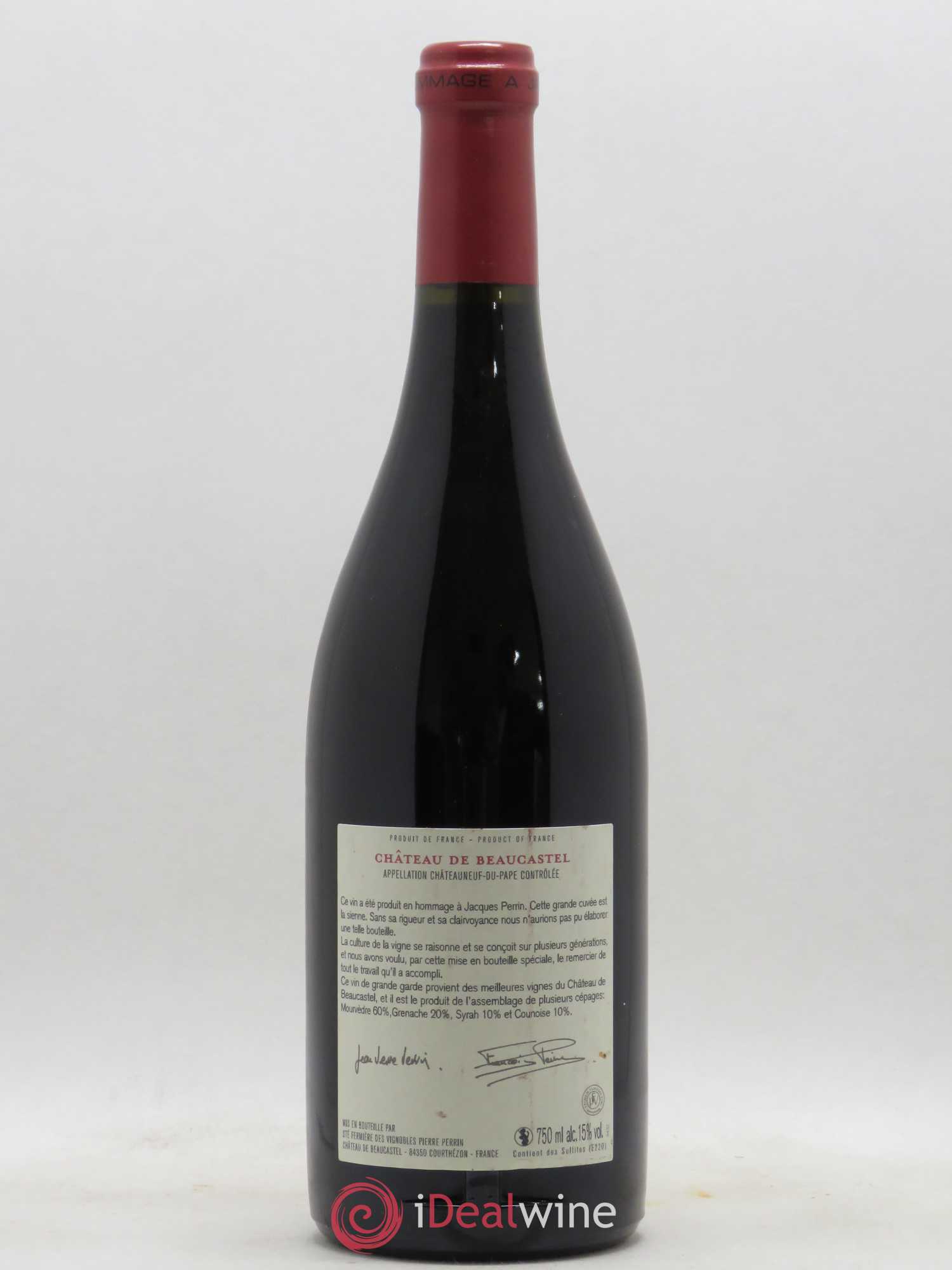 Châteauneuf-du-Pape Château de Beaucastel Hommage à Jacques Perrin Famille Perrin 2010 - Lot de 1 bouteille - 1