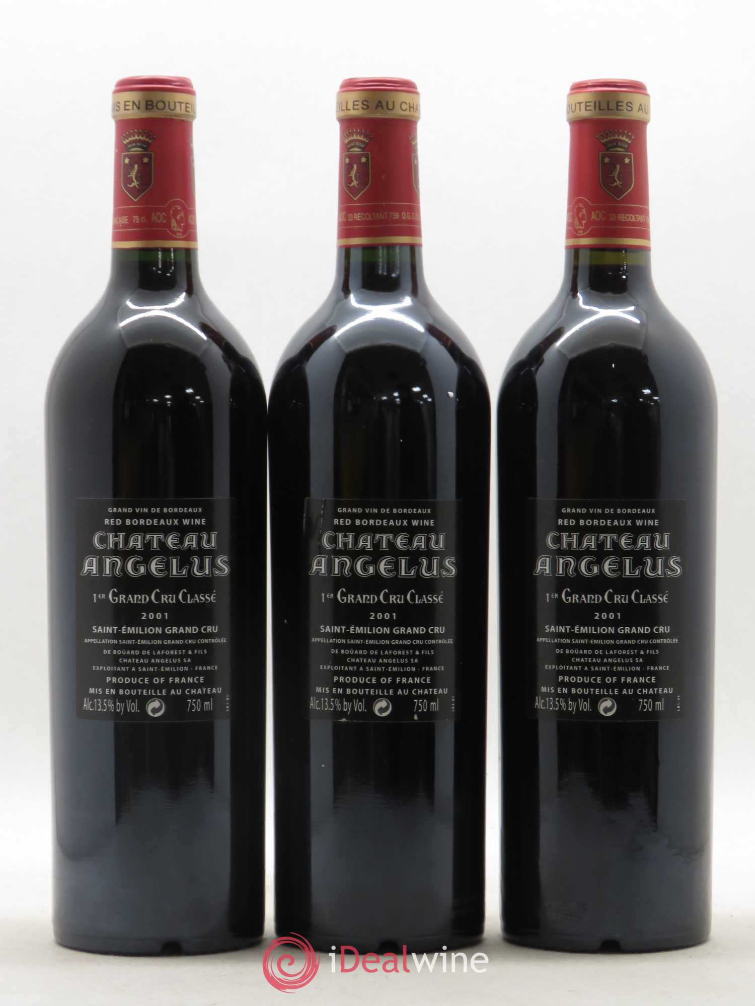 Château Angélus 1er Grand Cru Classé A 2001 - Lot de 3 bouteilles - 1