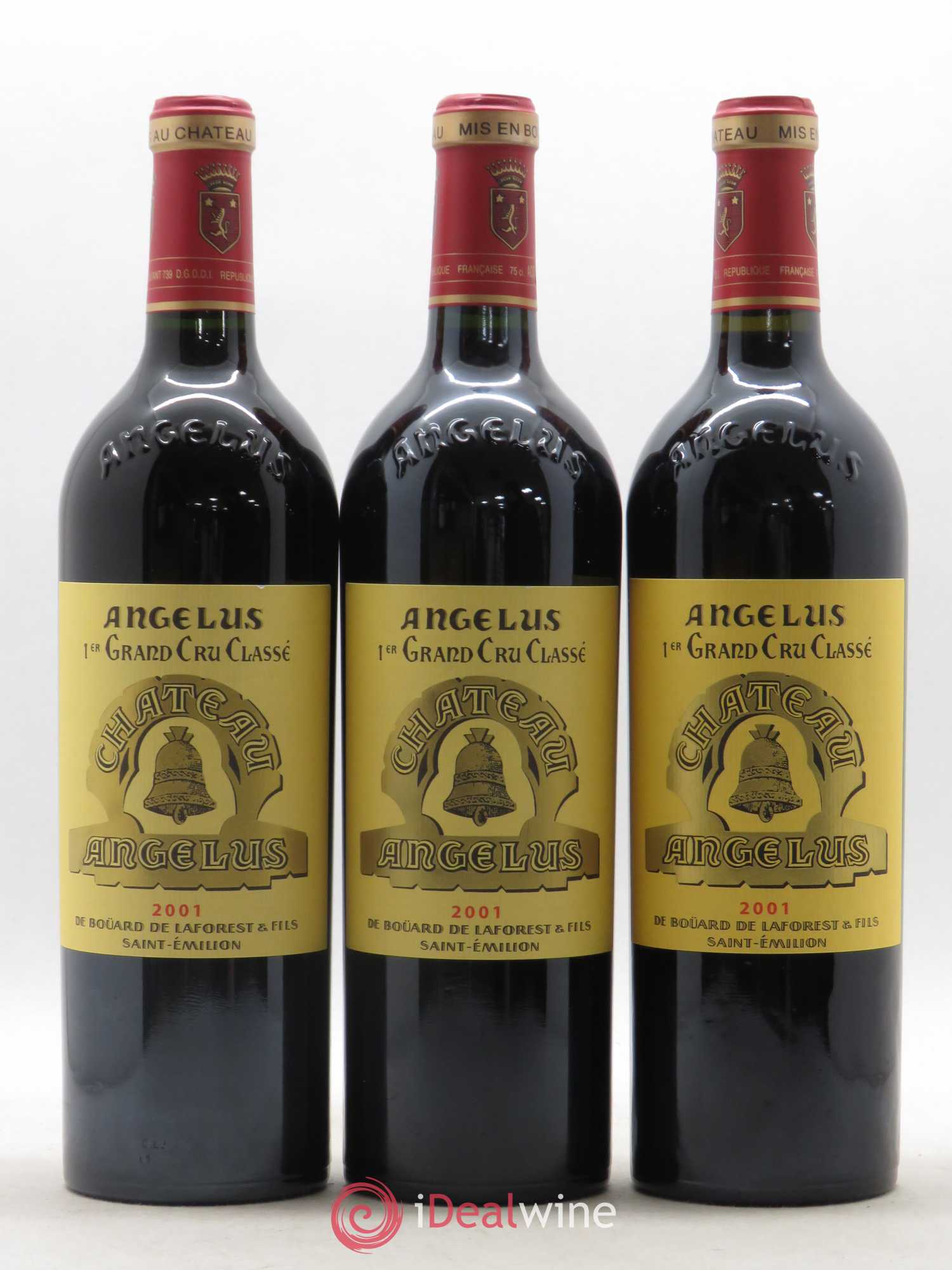 Château Angélus 1er Grand Cru Classé A 2001 - Lot de 3 bouteilles - 0