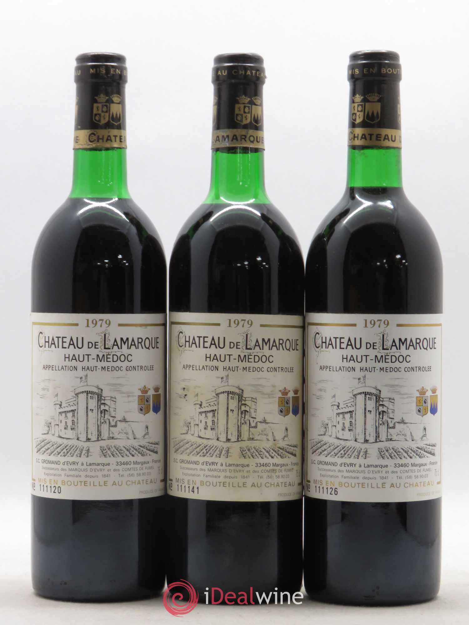 Château de Lamarque Cru Bourgeois 1979 - Lot de 3 bouteilles - 0
