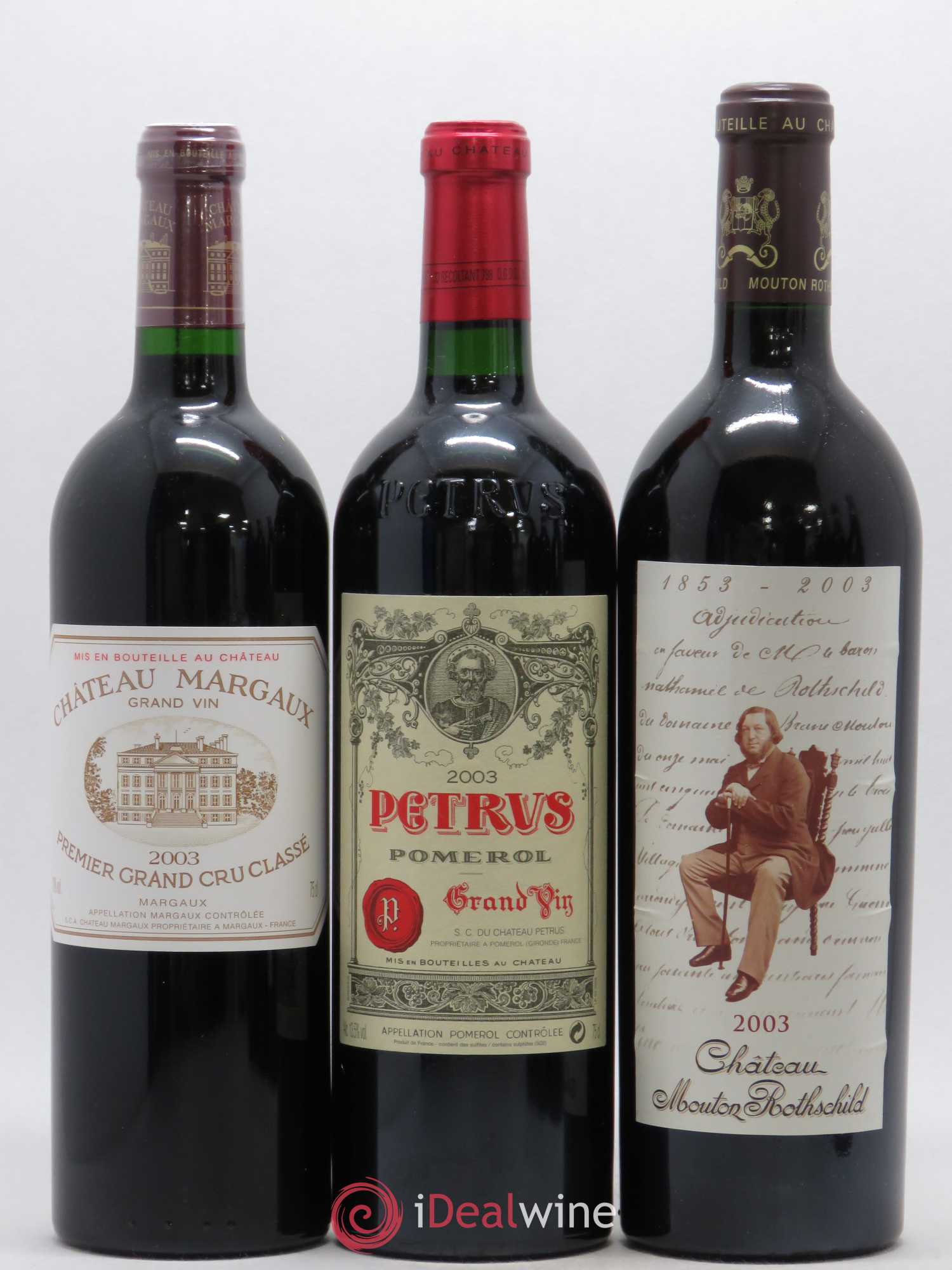 Caisse Collection Duclot 1 Petrus - 1 Margaux - 1 Mouton Rothschild - 1 Latour - 1 Lafite Rothschild - 1 Haut Brion 2003 - Posten von 6 Flaschen - 1