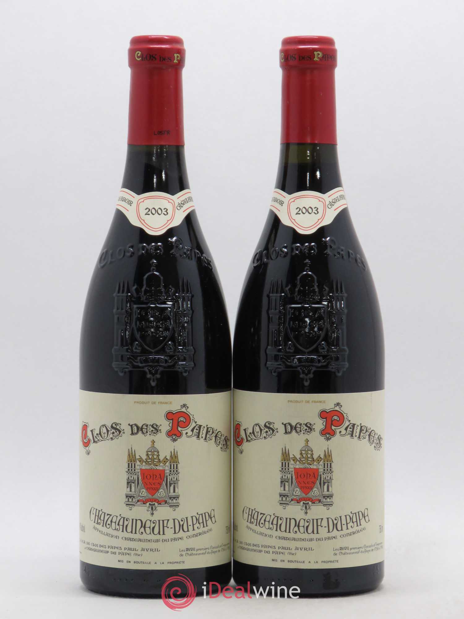 Châteauneuf-du-Pape Clos des Papes - Paul Avril 2003 - Lot de 2 bouteilles - 0