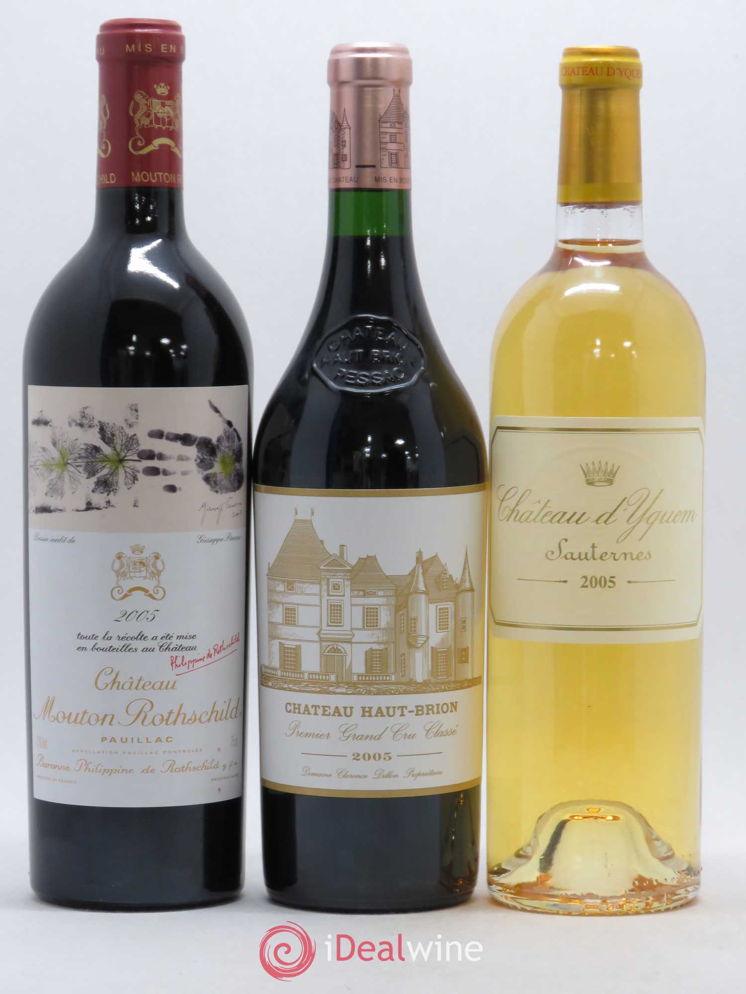Caisse Collection Duclot 1 Mouton Rothschild - 1 Haut Brion - 1 Yquem - 1 Latour - 1 La Mission Haut Brion - 1 Margaux - 1 Petrus - 1 Cheval Blanc - 1 Lafite Rothschild 2005 - Posten von 9 Flaschen - 1