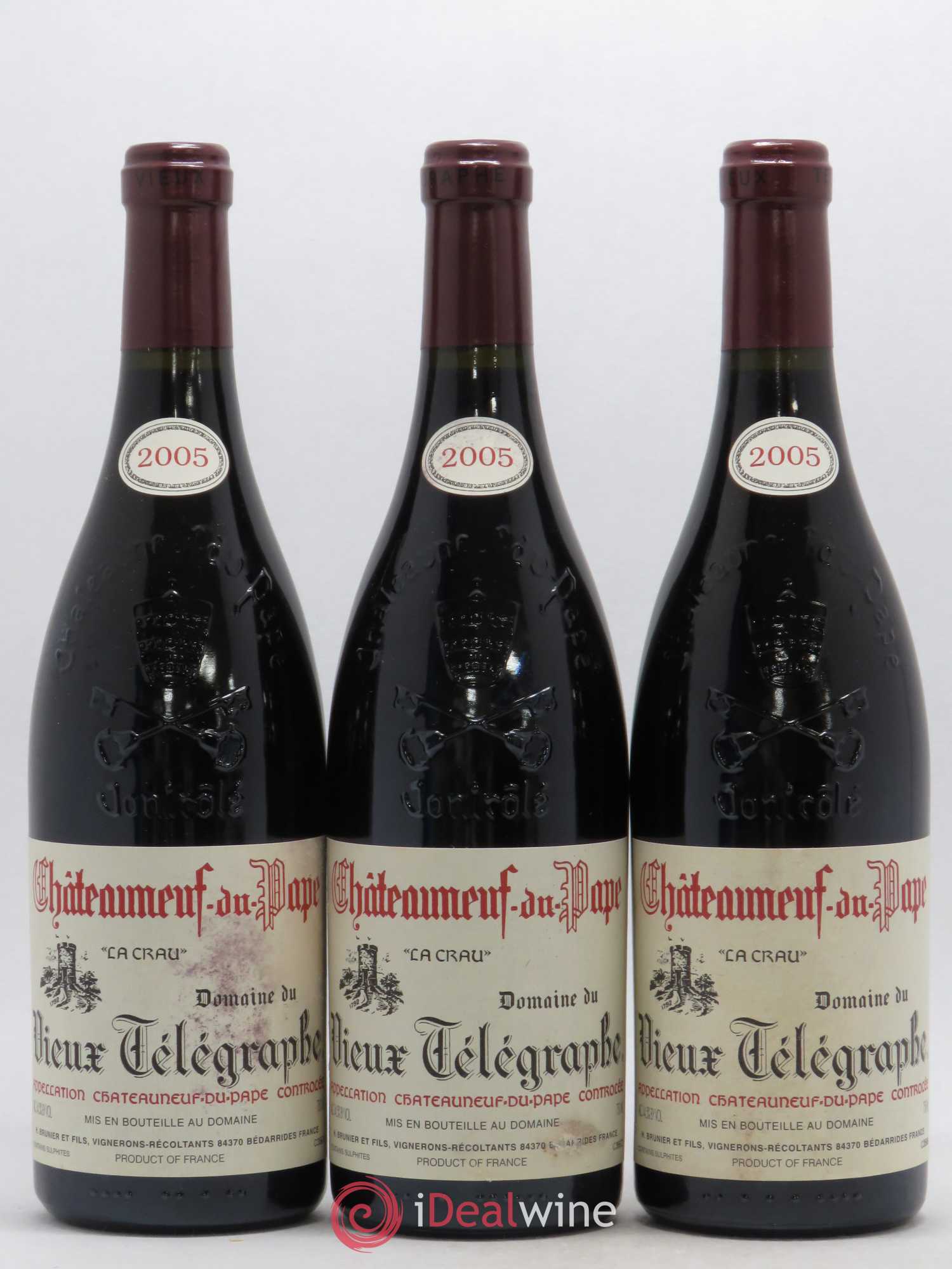 Châteauneuf-du-Pape Vieux Télégraphe (Domaine du) Vignobles Brunier 2005 - Lot de 3 bouteilles - 0