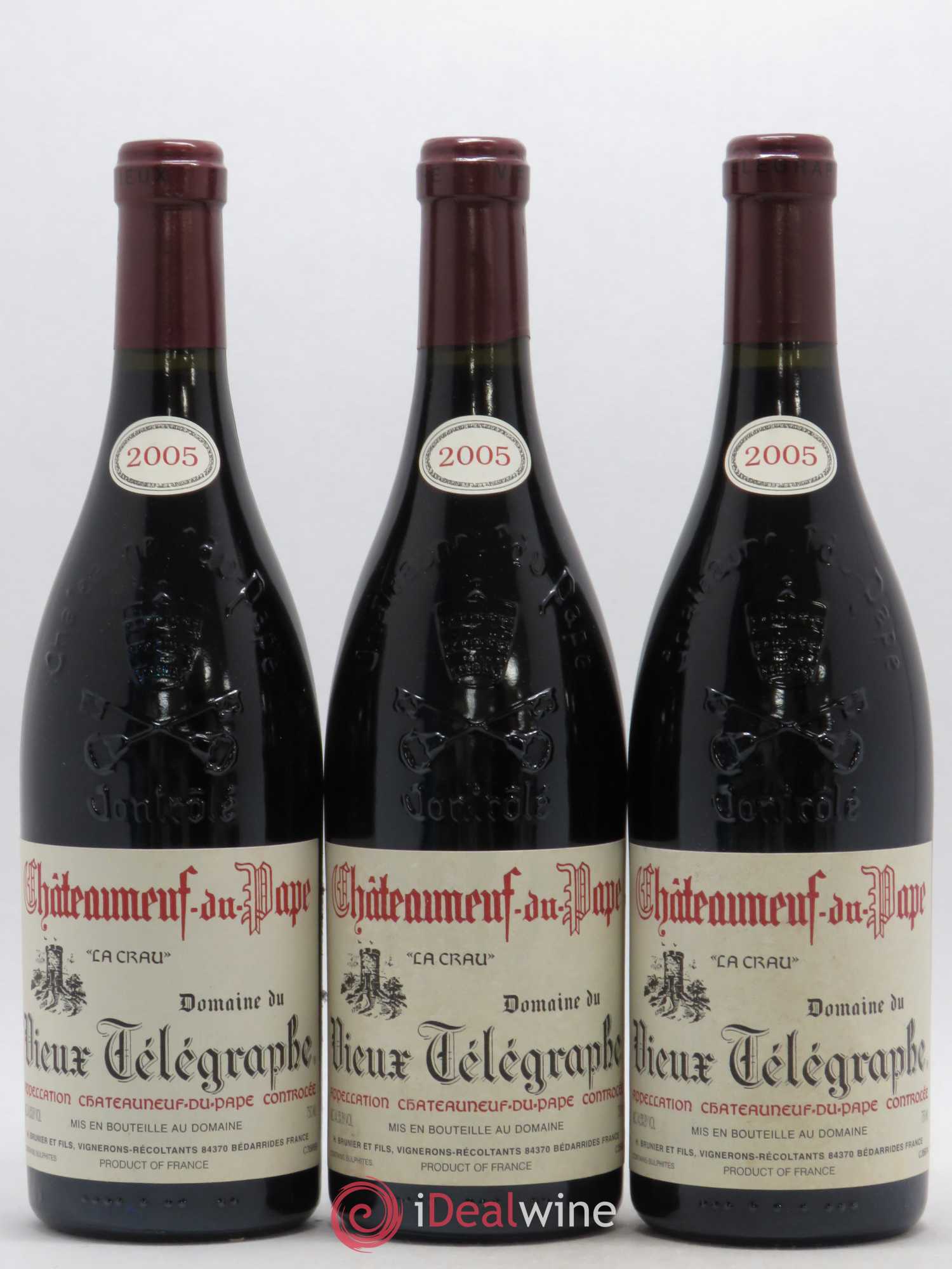 Châteauneuf-du-Pape Vieux Télégraphe (Domaine du) Vignobles Brunier 2005 - Lot de 3 bouteilles - 0