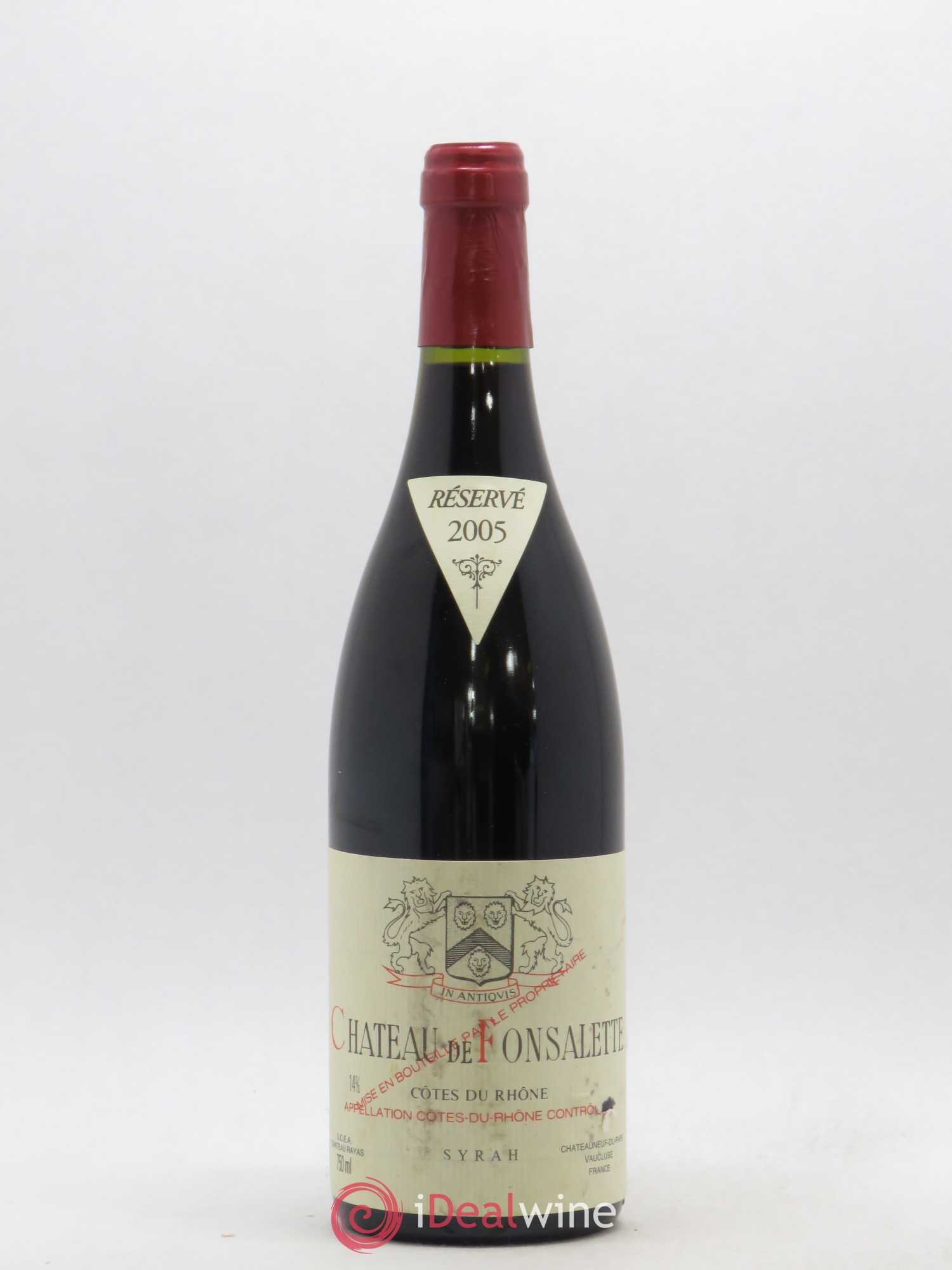 Côtes-du-Rhône Cuvée Syrah Château de Fonsalette 2005 - Lot de 1 bouteille - 0