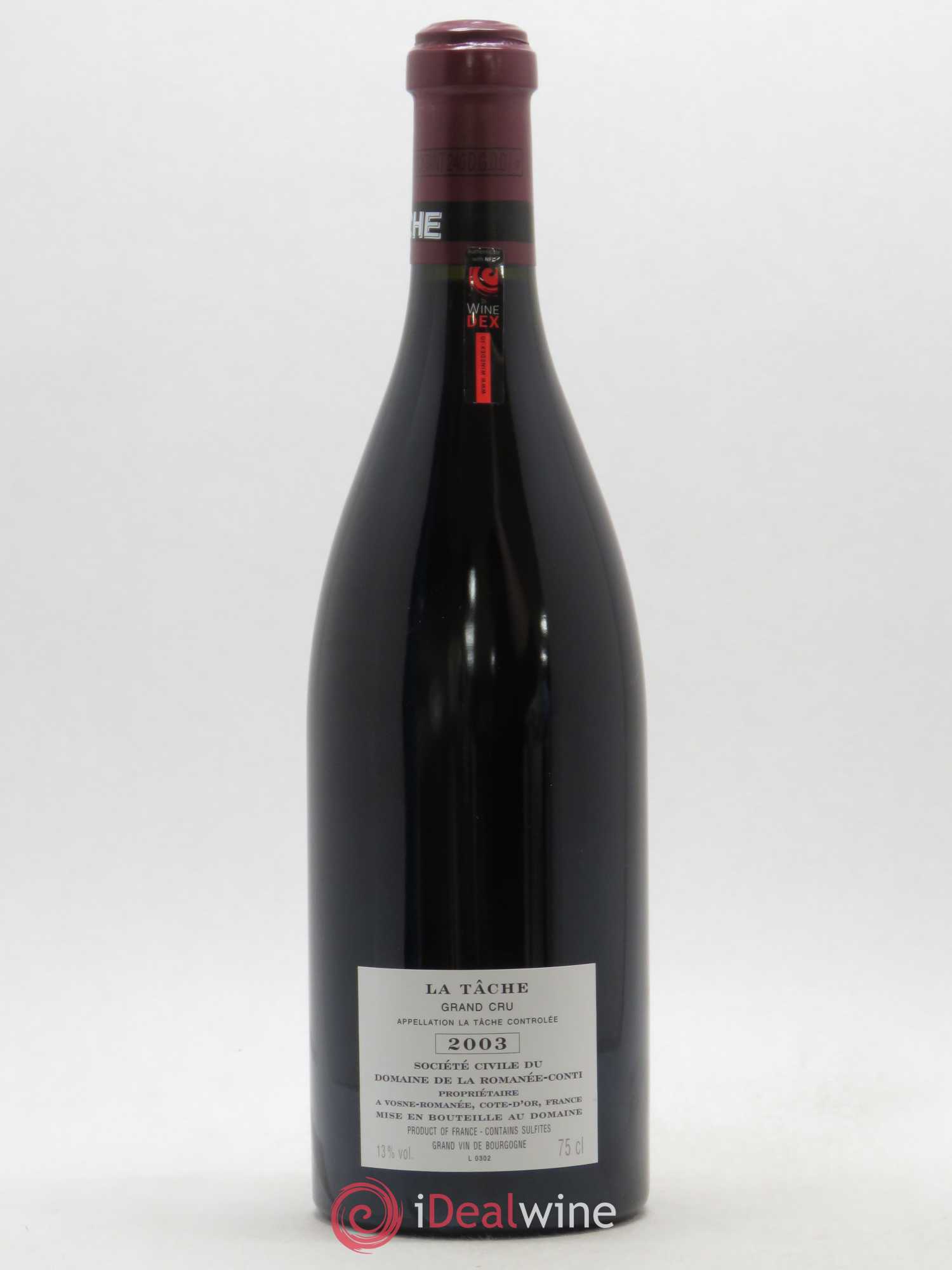 La Tâche Grand Cru Domaine de la Romanée-Conti 2003 - Lot de 1 bouteille - 1