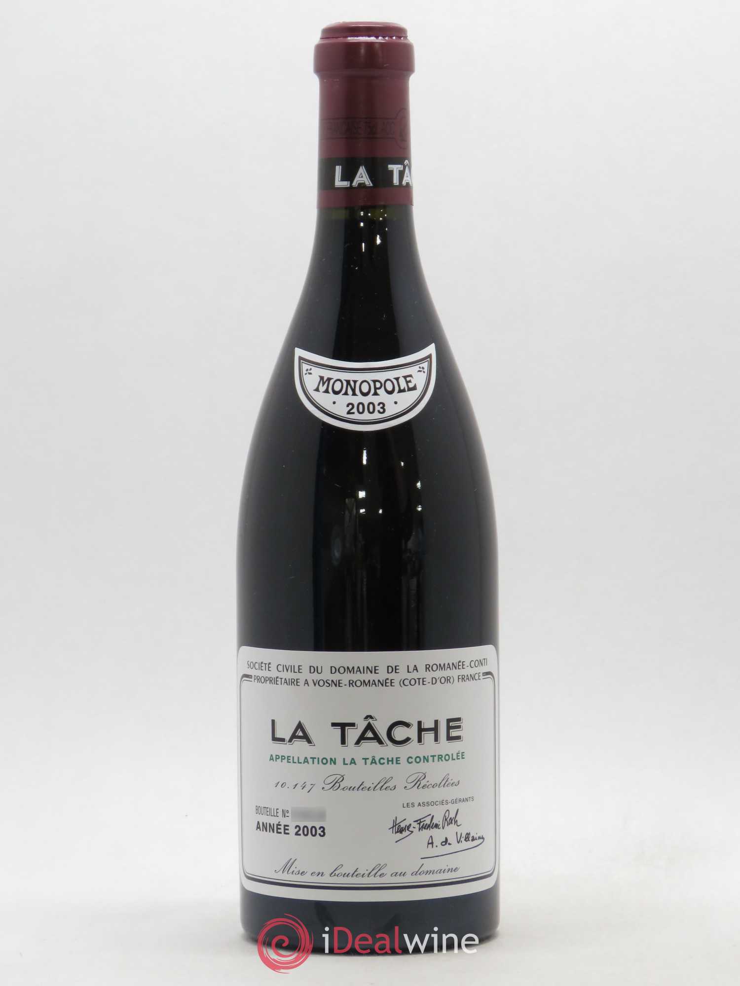 La Tâche Grand Cru Domaine de la Romanée-Conti 2003 - Lot de 1 bouteille - 0