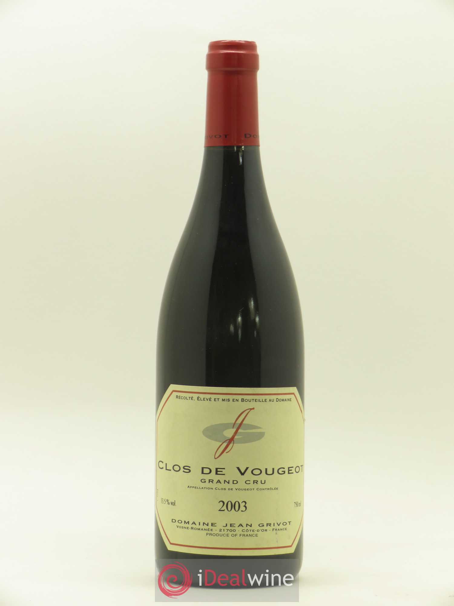 Clos de Vougeot Grand Cru Jean Grivot 2003 - Lot de 1 bouteille - 0