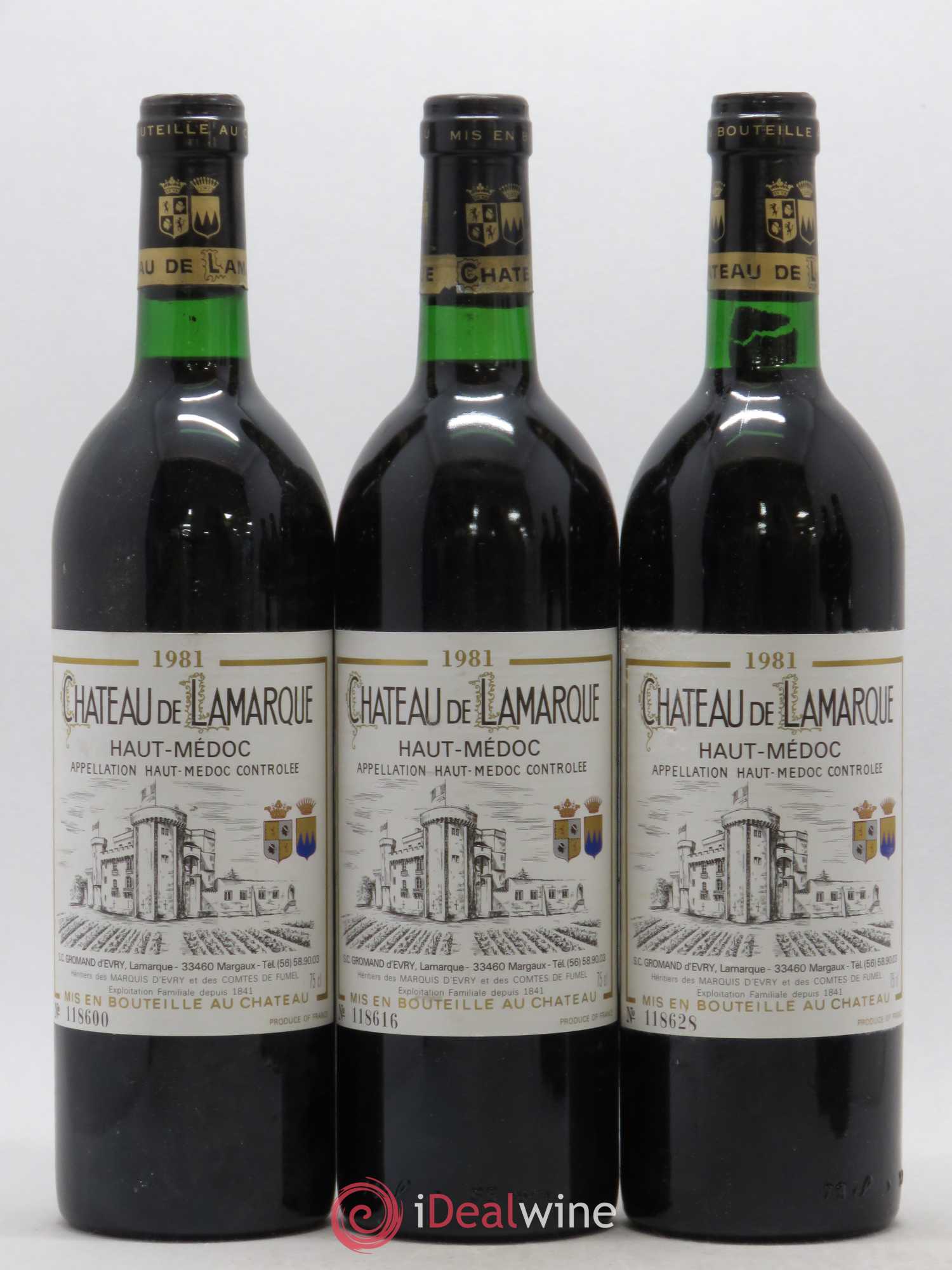 Château de Lamarque Cru Bourgeois 1981 - Lot de 5 bouteilles - 1