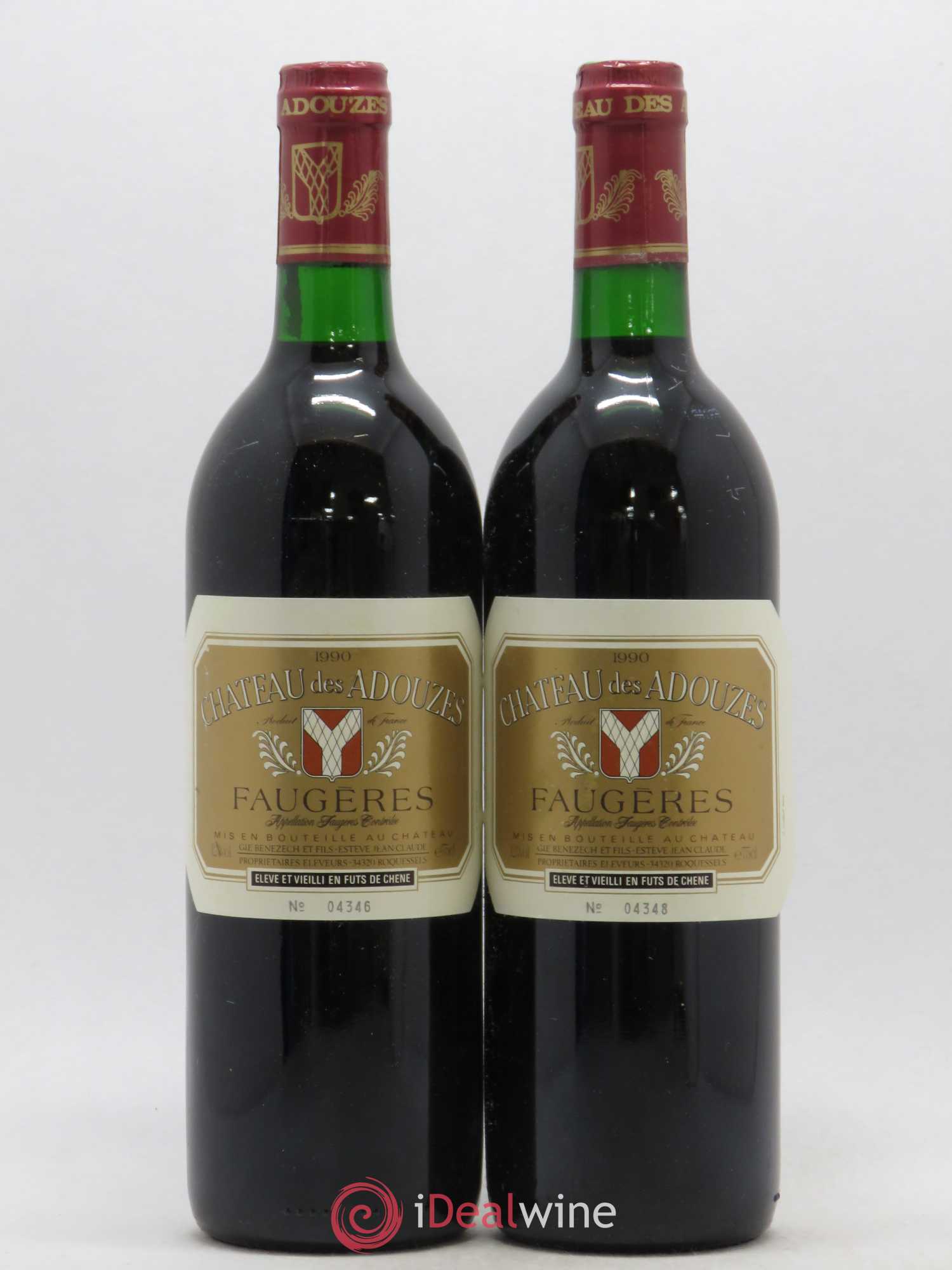 Faugères Château des Adouzes Jean Claude Esteve 1990 - Posten von 2 Flaschen - 0