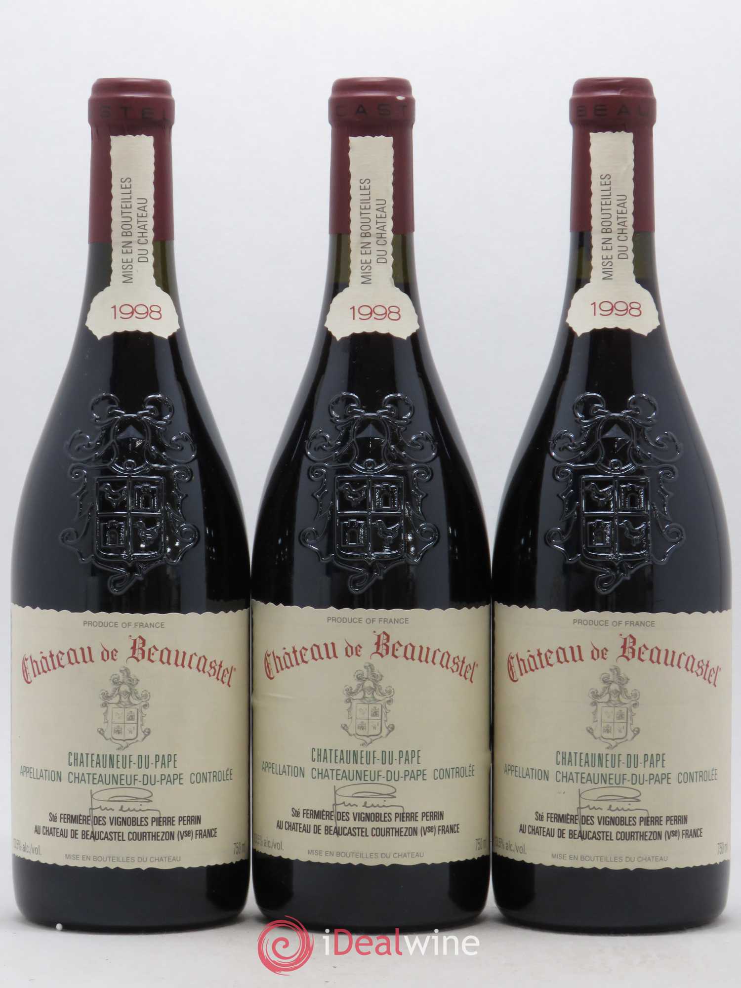 Châteauneuf-du-Pape Château de Beaucastel Famille Perrin 1998 - Lot de 3 bouteilles - 0