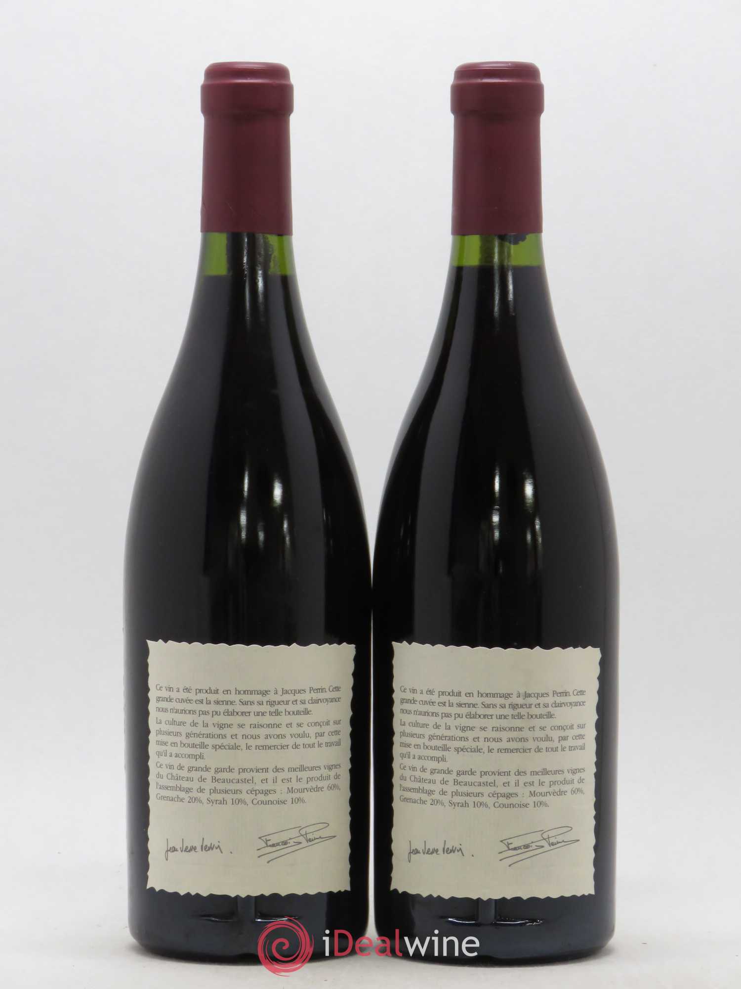 Châteauneuf-du-Pape Château de Beaucastel Hommage à Jacques Perrin Famille Perrin 1995 - Lotto di 2 bottiglie - 1