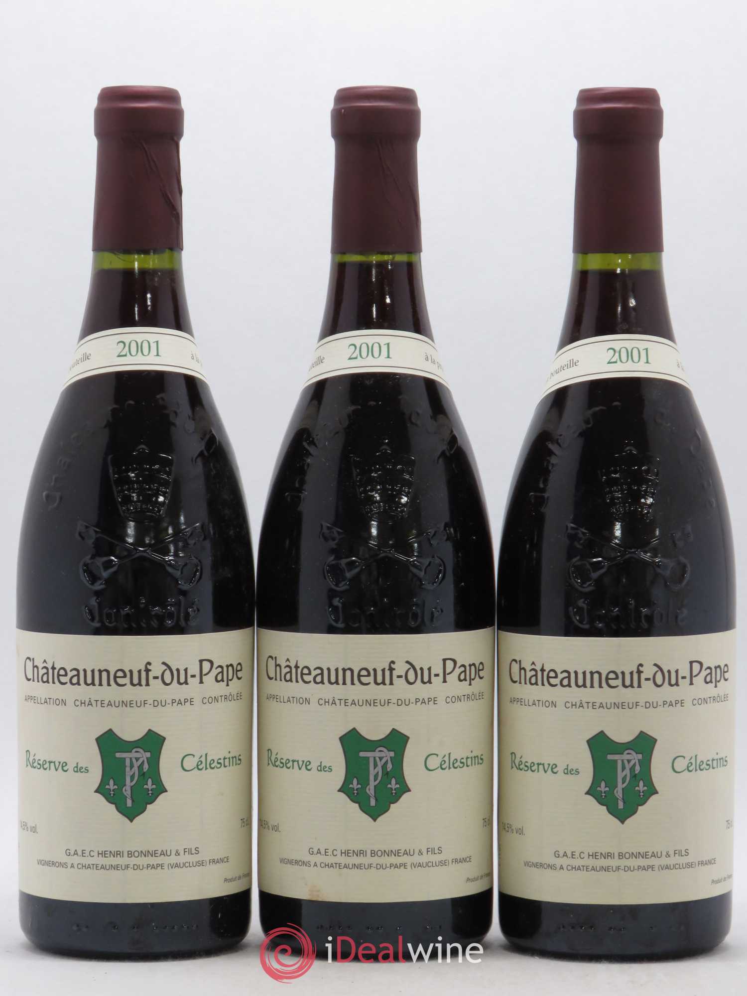 Châteauneuf-du-Pape Réserve des Célestins Henri Bonneau & Fils 2001 - Lot de 3 bouteilles - 0