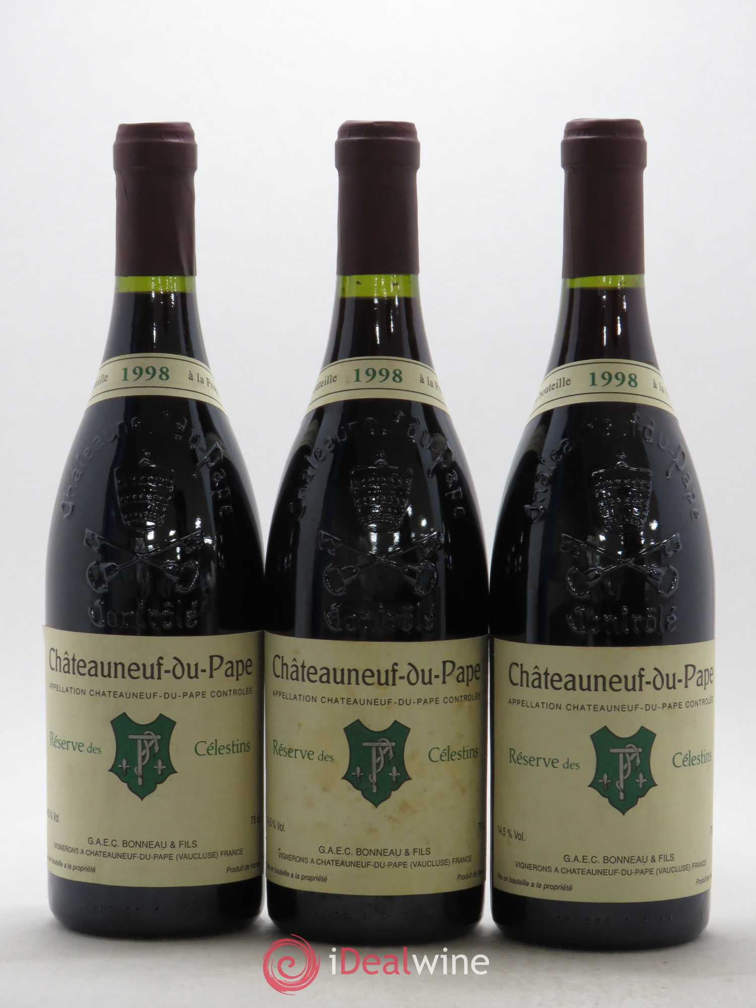 Châteauneuf-du-Pape Réserve des Célestins Henri Bonneau & Fils 1998 - Lot de 3 bouteilles - 0
