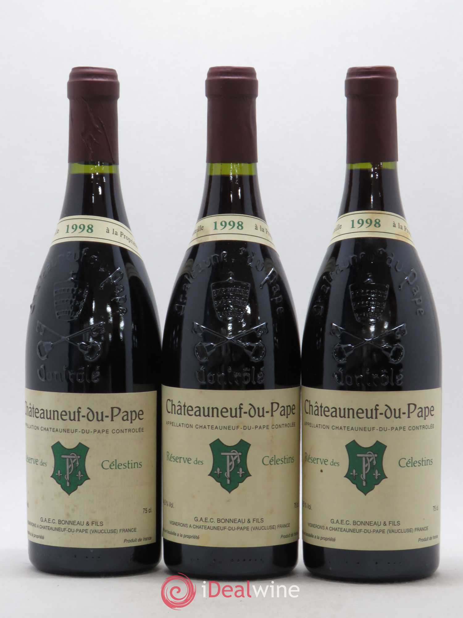 Châteauneuf-du-Pape Réserve des Célestins Henri Bonneau & Fils 1998 - Lot de 3 bouteilles - 0