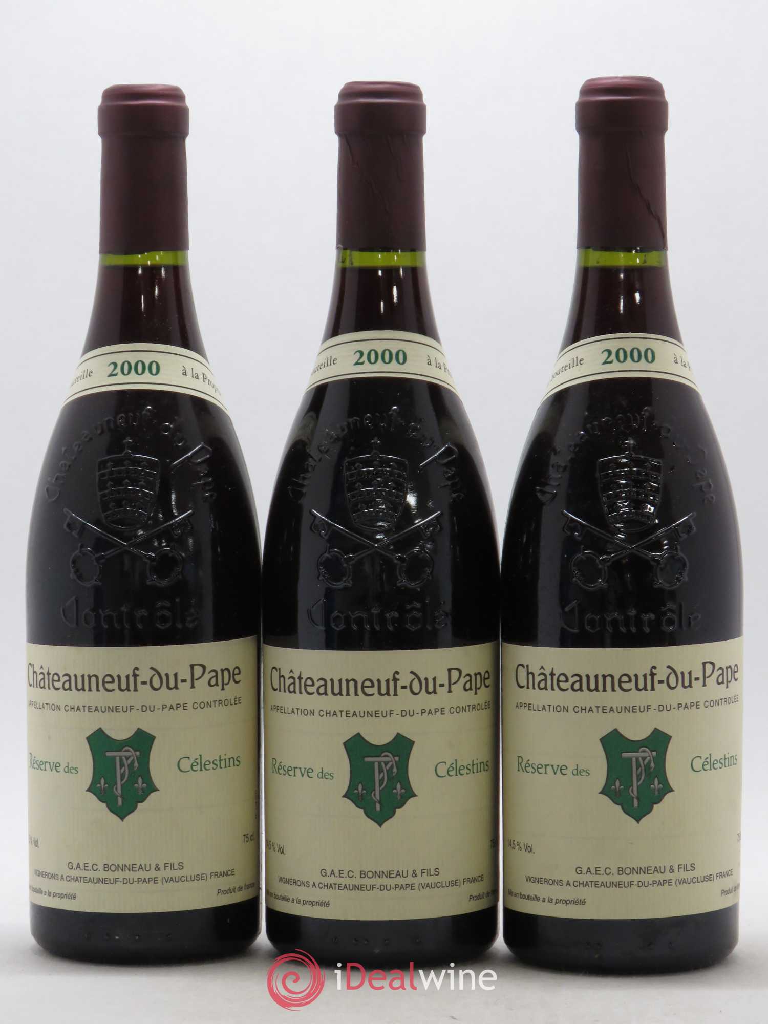 Châteauneuf-du-Pape Réserve des Célestins Henri Bonneau & Fils 2000 - Lot de 3 bouteilles - 0