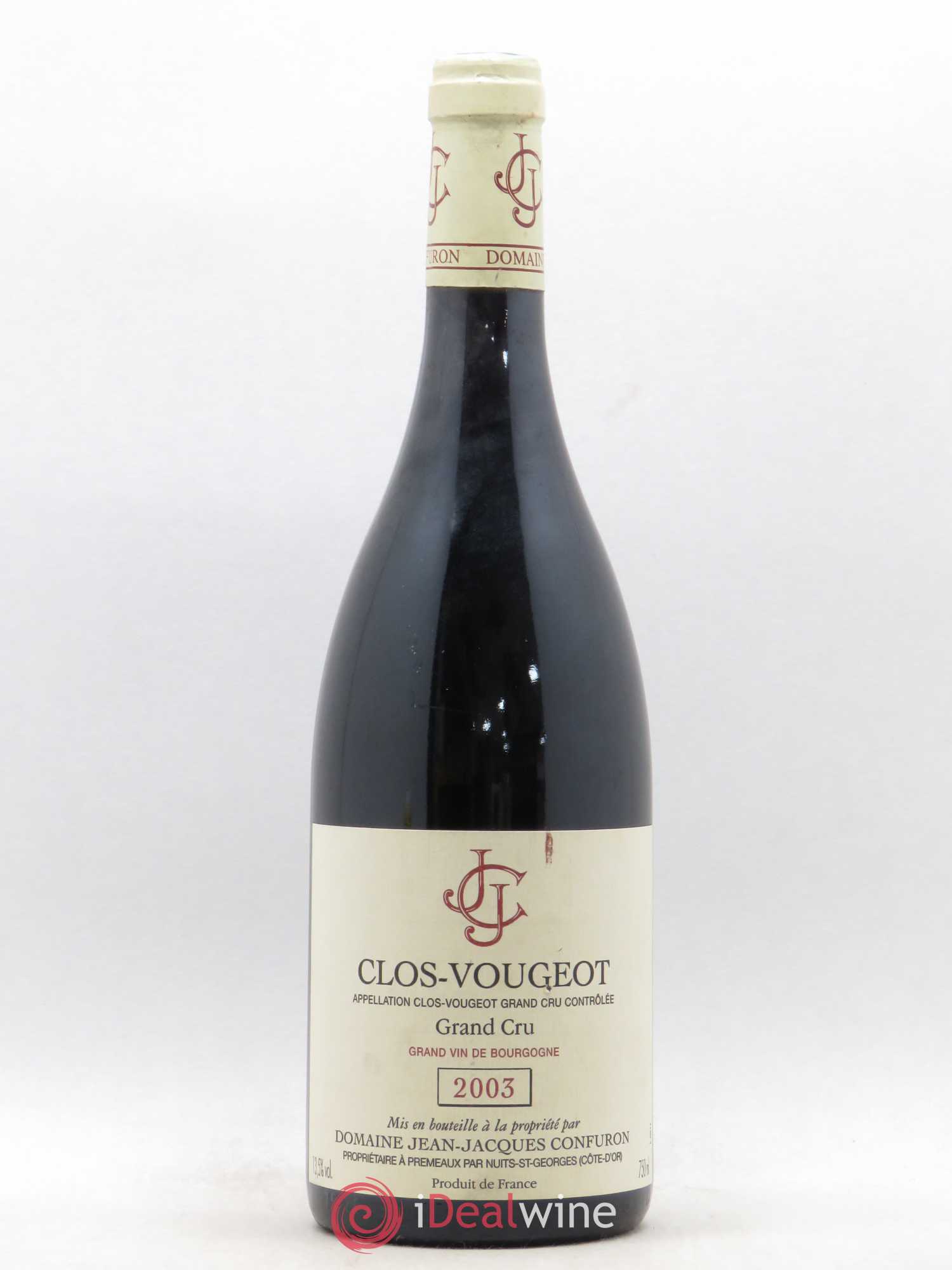 Clos de Vougeot Grand Cru Jean-Jacques Confuron 2003 - Lot de 1 bouteille - 0
