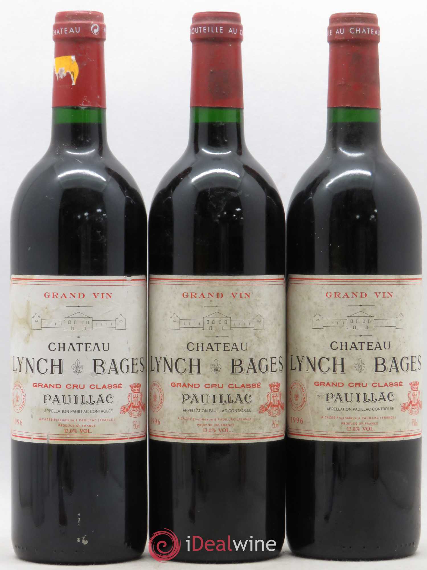 Château Lynch Bages 5ème Grand Cru Classé 1996 - Lot de 3 bouteilles - 0