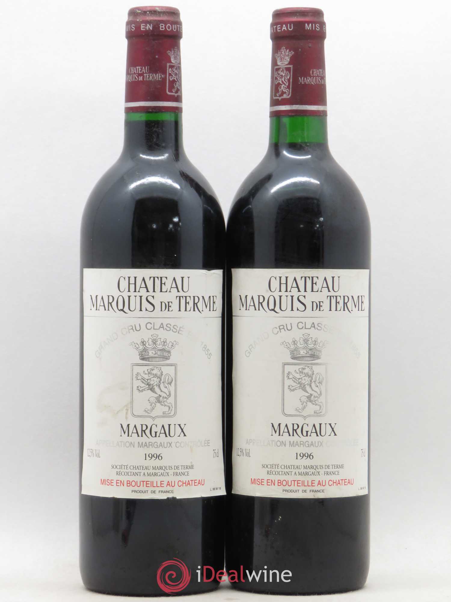 Château Marquis de Terme 4ème Grand Cru Classé 1996 - Lot de 2 bouteilles - 0