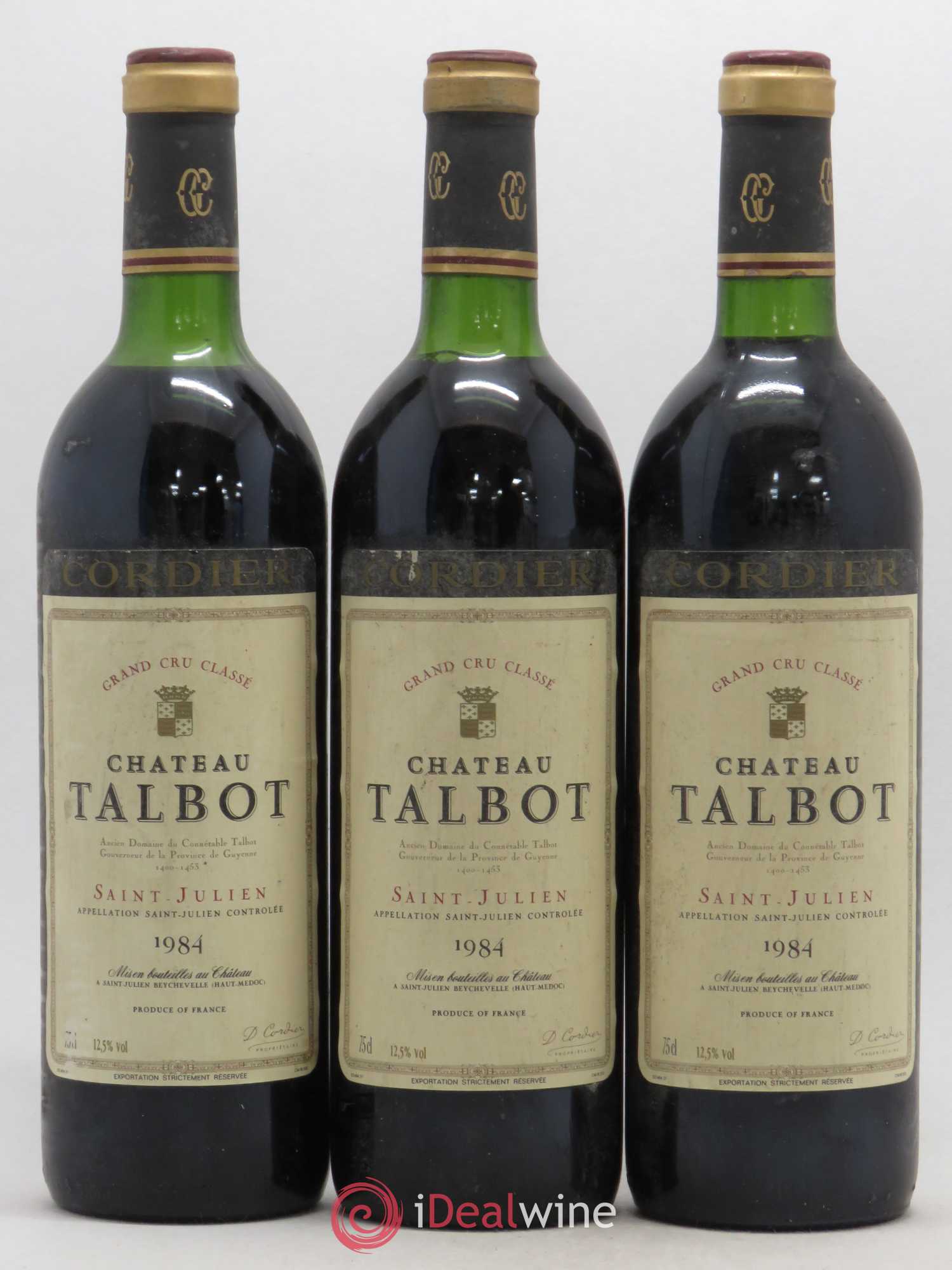 Château Talbot 4ème Grand Cru Classé 1984 - Lot de 3 bouteilles - 0