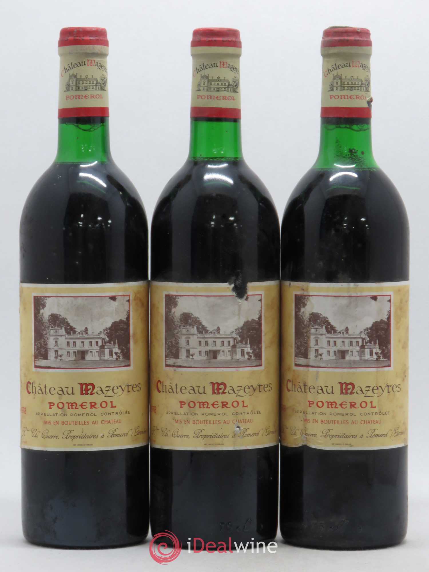 Château Mazeyres 1978 - Lot de 3 bouteilles - 0