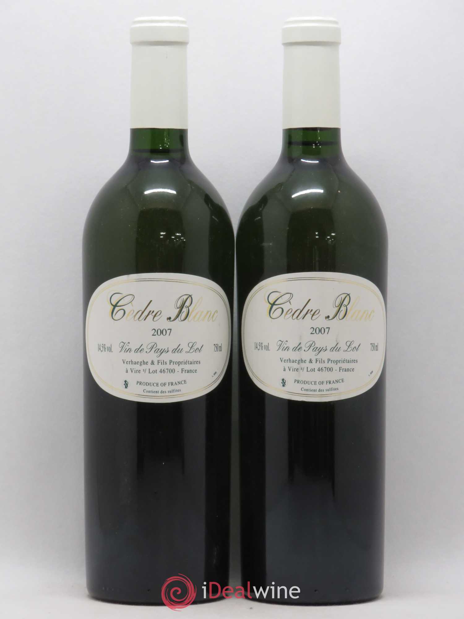Côtes du Lot Château du Cèdre Le Cèdre Blanc Pascal et Jean-Marc Verhaeghe 2007 - Lot de 2 bouteilles - 0