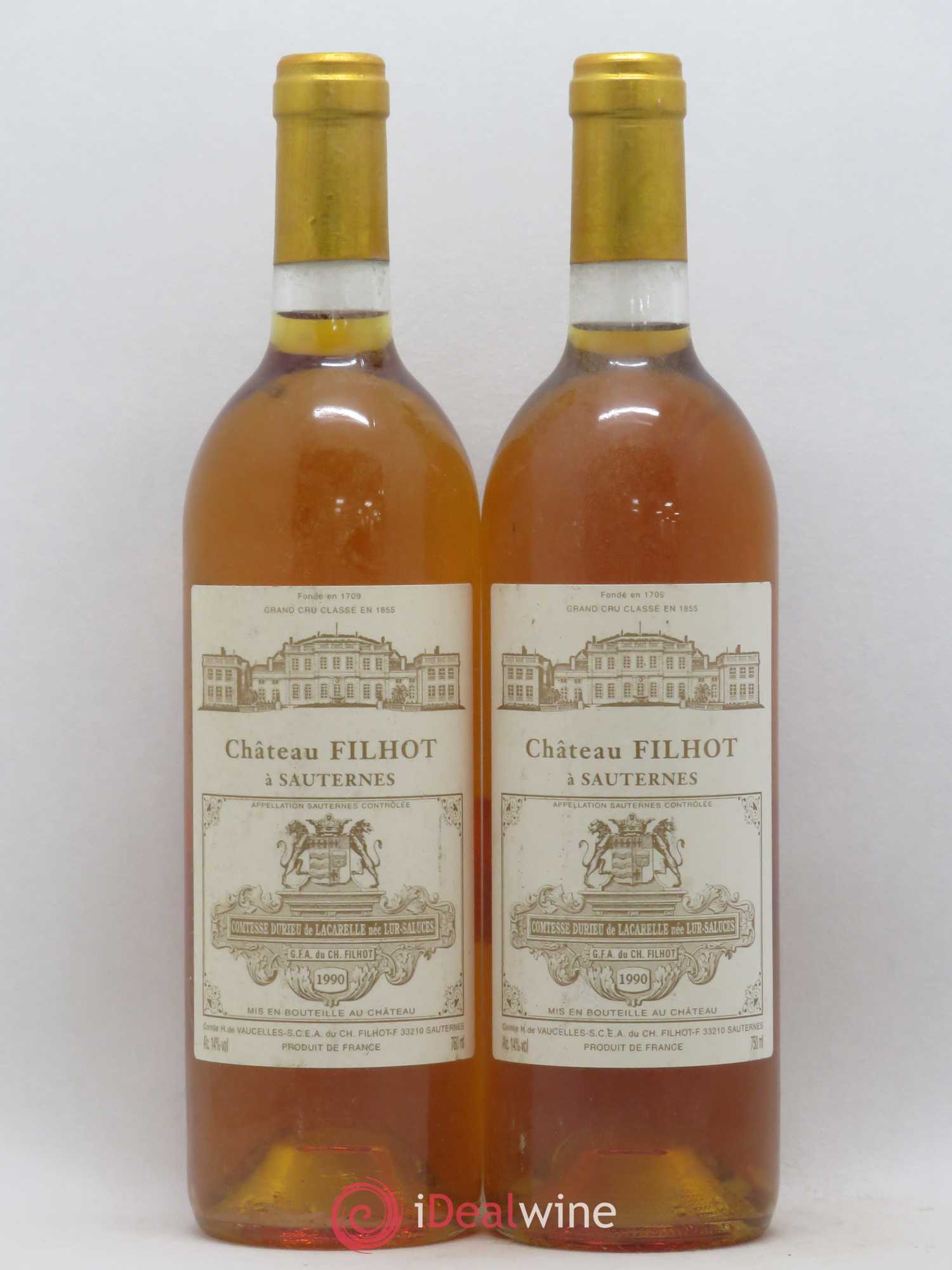 Château Filhot 2ème Grand Cru Classé 1990 - Lotto di 2 bottiglie - 0