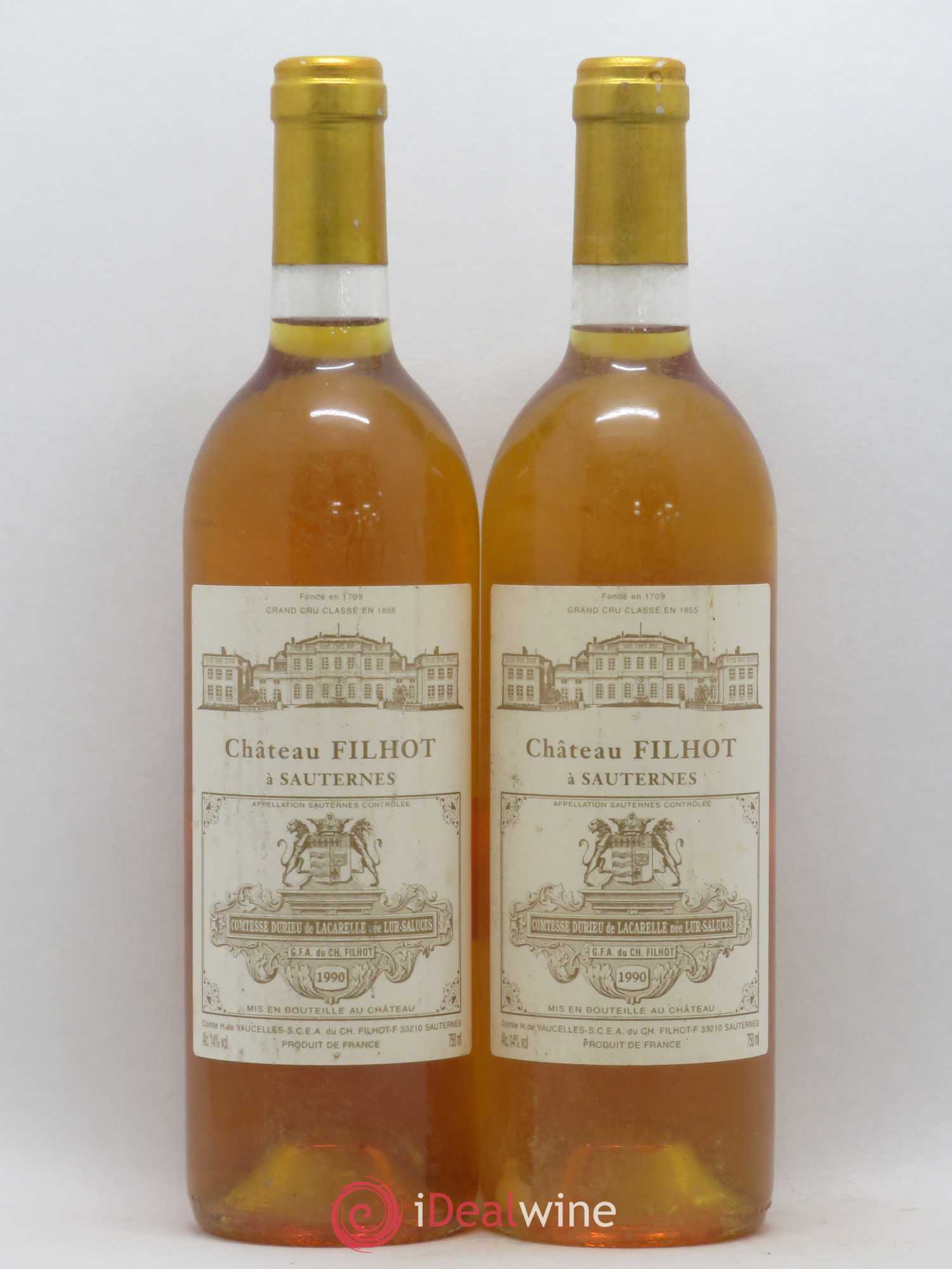 Château Filhot 2ème Grand Cru Classé 1990 - Lotto di 2 bottiglie - 0