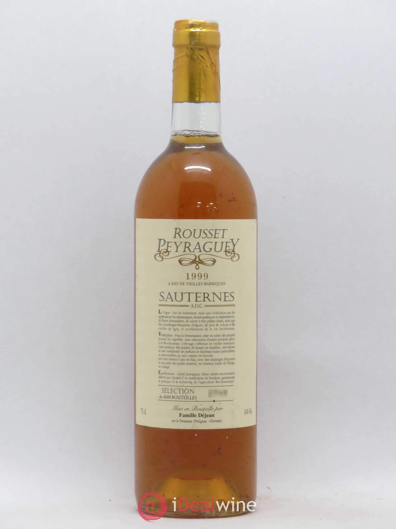 Sauternes Domaine de Rousset-Peyraguey 1999 - Posten von 1 Flasche - 0