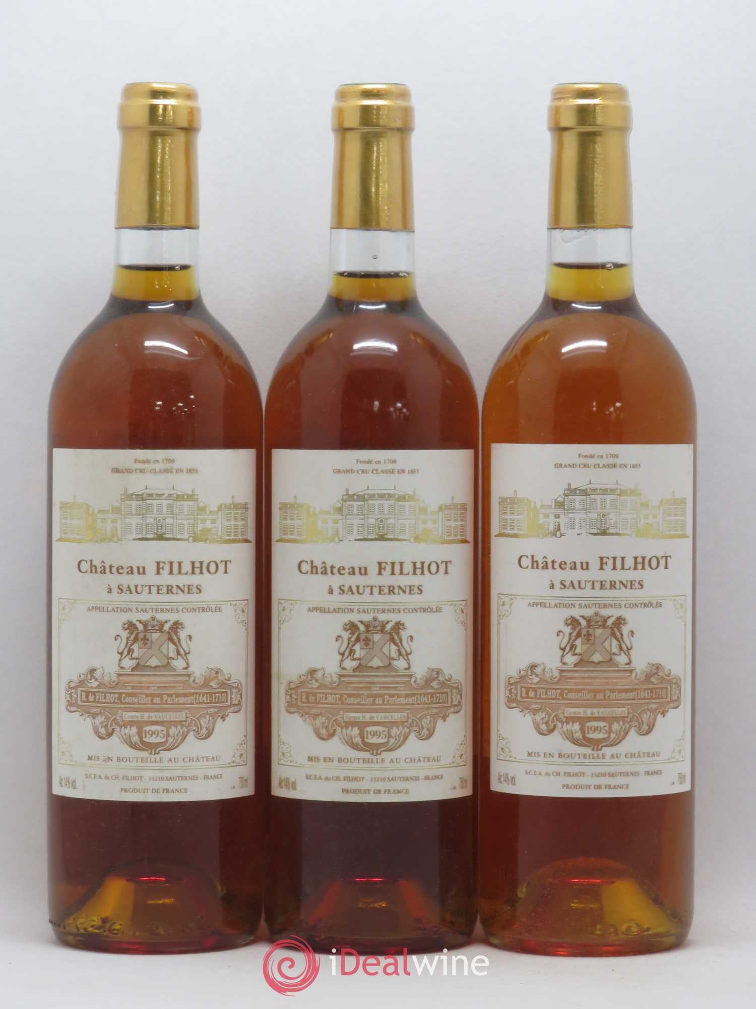 Château Filhot 2ème Grand Cru Classé 1995 - Lotto di 3 bottiglie - 0