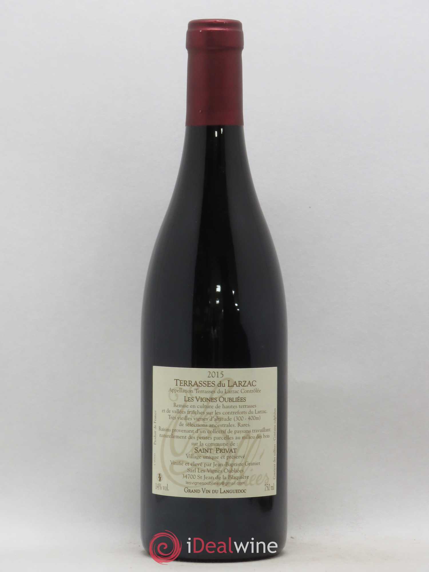 Terrasses du Larzac Les Vignes Oubliées Jean-Baptiste Granier 2015 - Lot de 1 bouteille - 1