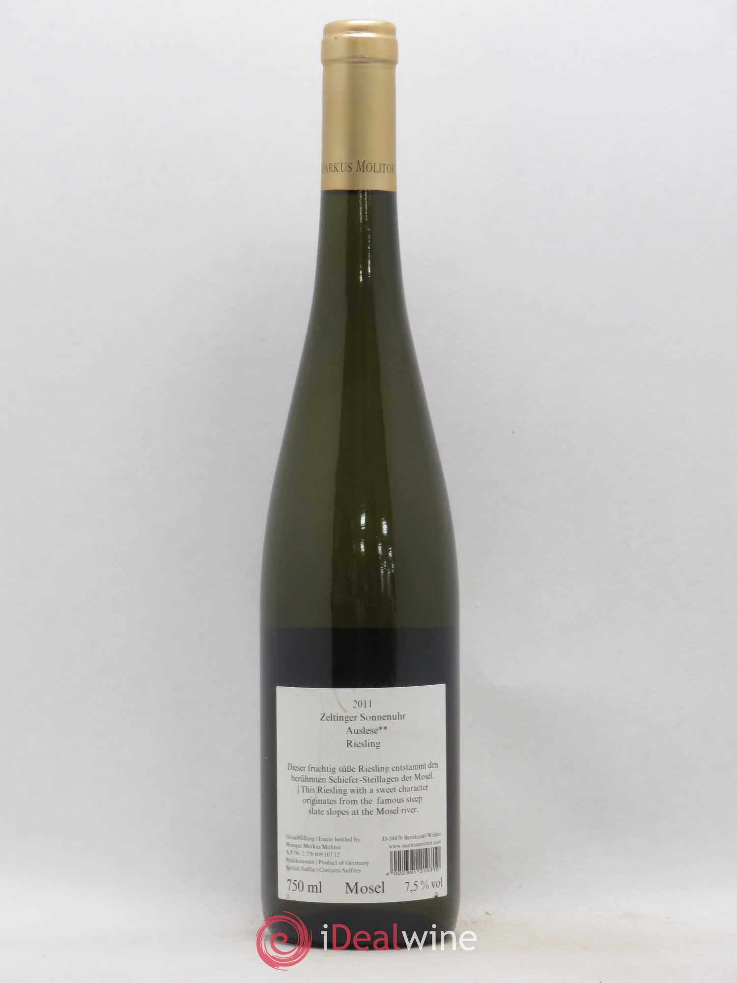 Riesling Markus Molitor Zeltinger Sonnenuhr Spätlese White Capsule  (sans prix de réserve) 2011 - Lot de 1 bouteille - 1