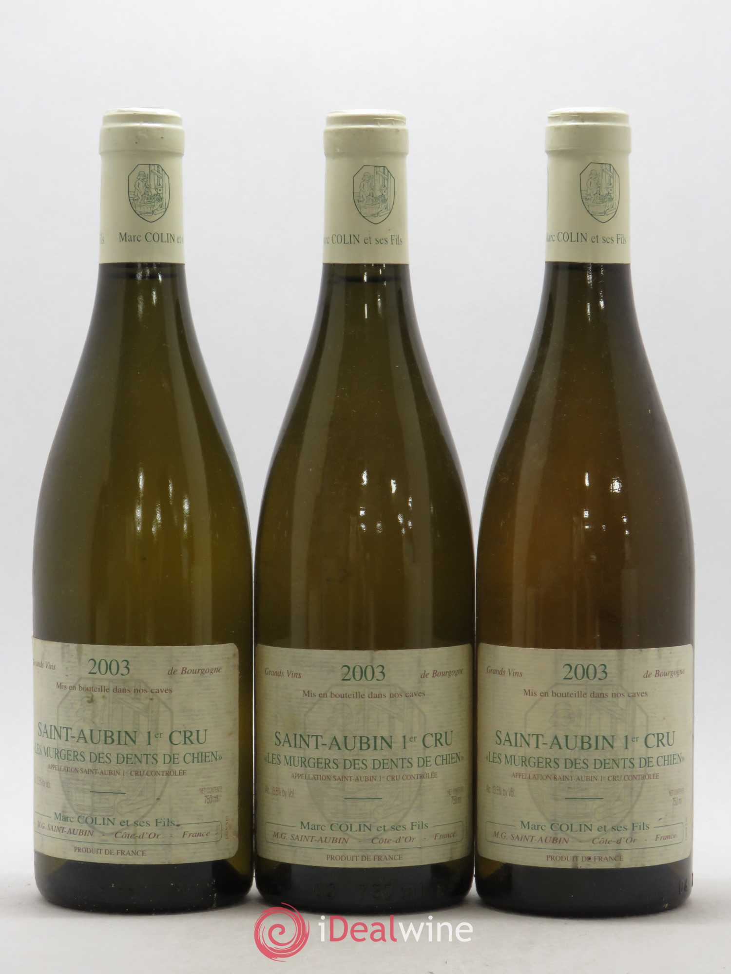 Saint-Aubin 1er Cru Les Murgers des Dents de Chien Marc Colin 2003 - Posten von 3 Flaschen - 0